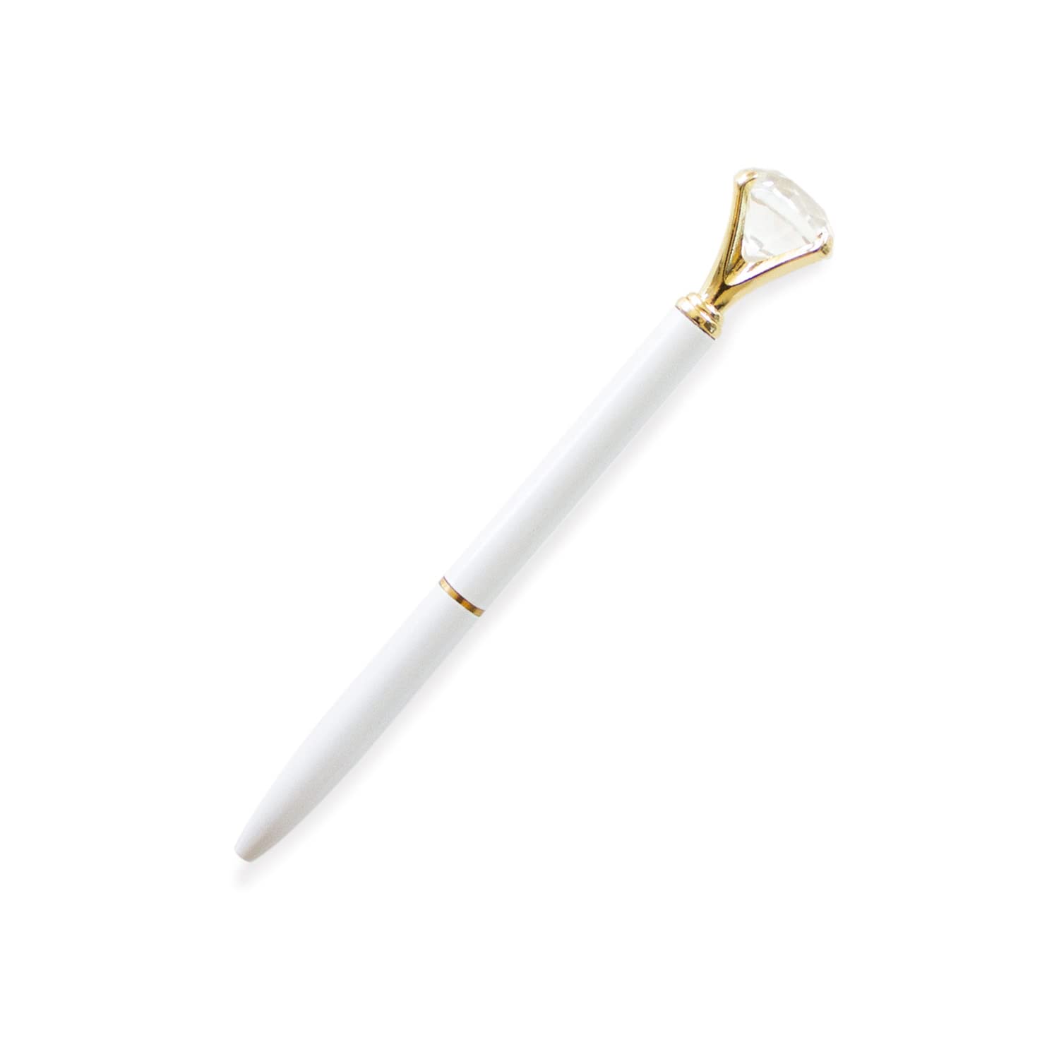 Luxury Diamond Crystal Bling Ballpoint Pen - Elegant Wedding Pen Gift for Bride & Groom, Bridesmaid Proposal, Guest Book Signing - Premium Black Ink - Perfect for Office, School & Special Occasions (White)