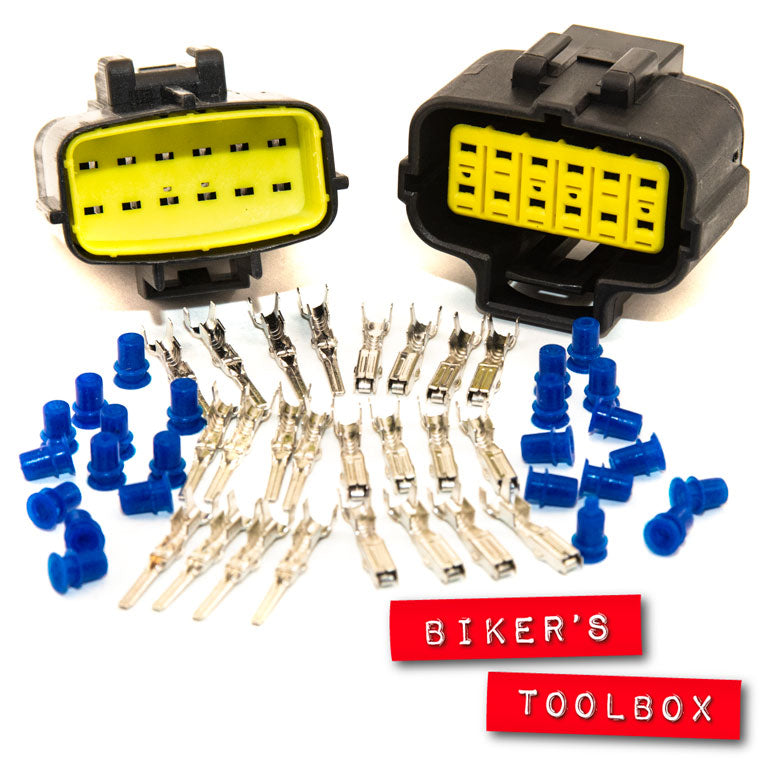 12-Way AMP Econseal J Series Waterproof Electrical Connectors - Ideal for Automotive, Marine, and Industrial Wiring Applications