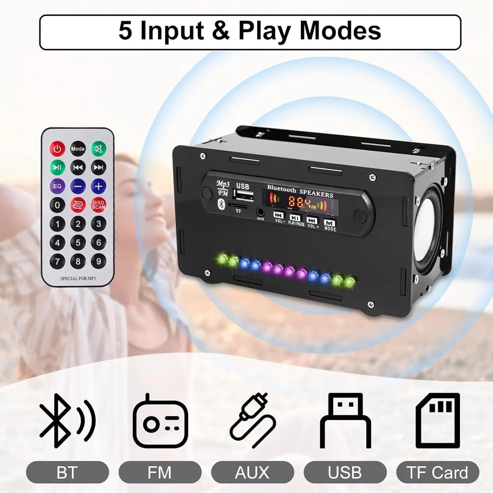 DIY Bluetooth Speaker Kit with LED, FM Radio, USB & Digital Display - Soldering Practice Project for Home & Office Use | Perfect for STEM Learning & DIY Enthusiasts