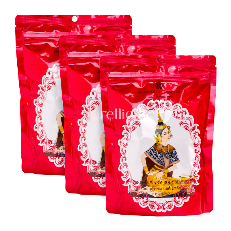 Royal Warm Body Patch - Gold Princess (5/Pack, Red) - 3 Packs - Heating Patches for Period Cramps, Back Pain Relief & Cold Weather Comfort