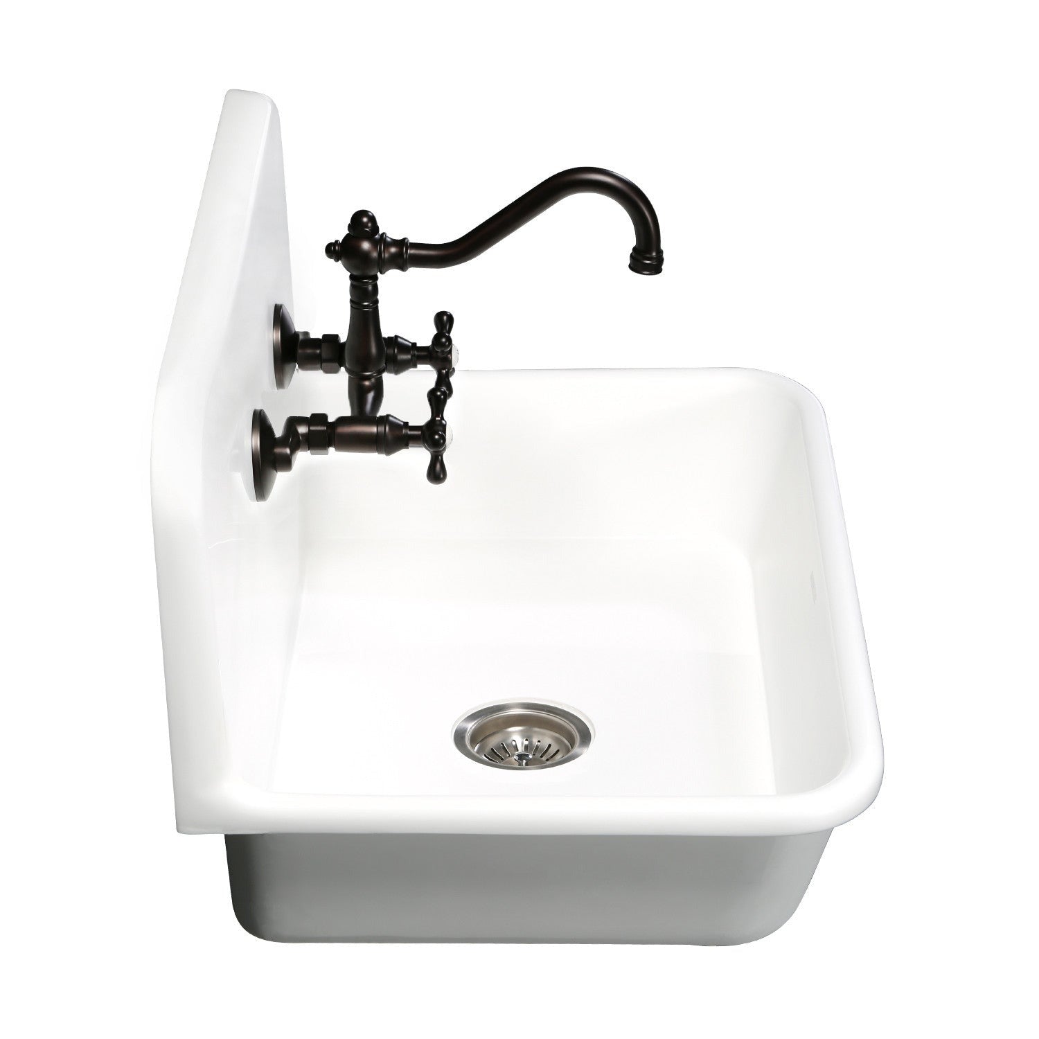 Kingston Brass Arcticstone 30-inch Matte White Farmhouse Kitchen Sink with Backsplash - Solid Surface Durable Design for Modern & Rustic Kitchens (GKTA302119) - Perfect for Meal Prep, Dishwashing & Home Renovation Projects