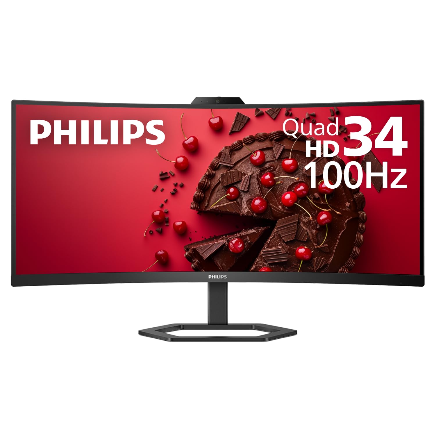 Philips 34E1C5600HE 34-Inch UltraWide QHD Monitor (3440x1440) with Built-in Webcam, USB-C Docking, 100Hz Refresh Rate - Perfect for Home Office, Gaming & Video Conferencing