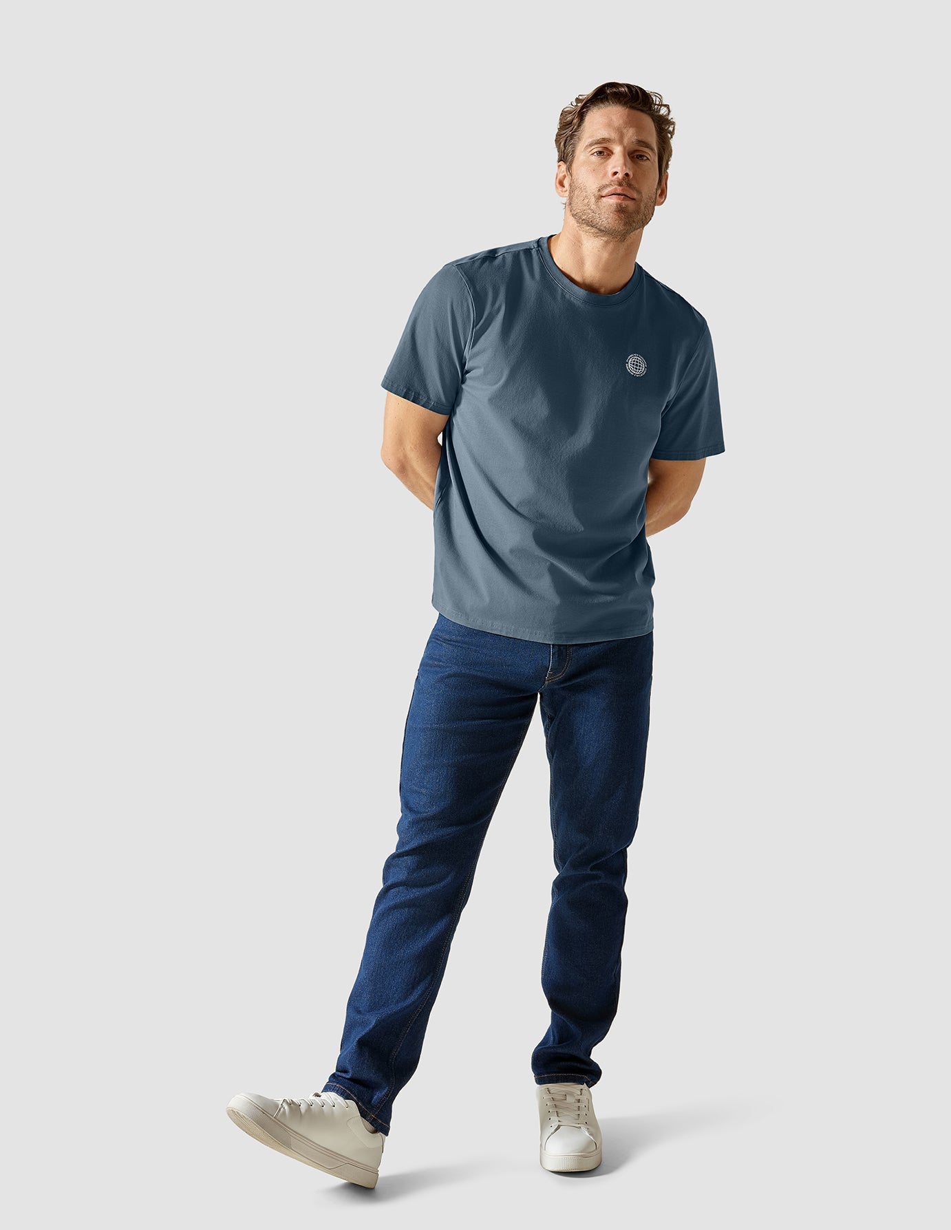 Premium Supima Cotton T-Shirt for Men - Box Fit, Globe Blue Mirage Color - Soft & Breathable for Casual Wear, Gym, and Everyday Comfort