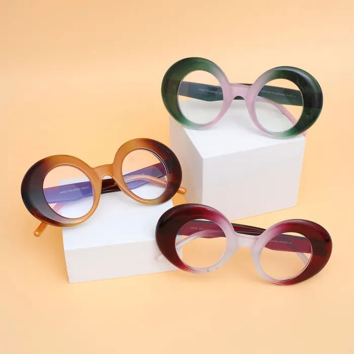 Vintage Round Blue Light Blocking Glasses - Pink & Green Anti Eyestrain Computer Glasses for Women & Men - Perfect for Office, Gaming & Screen Time