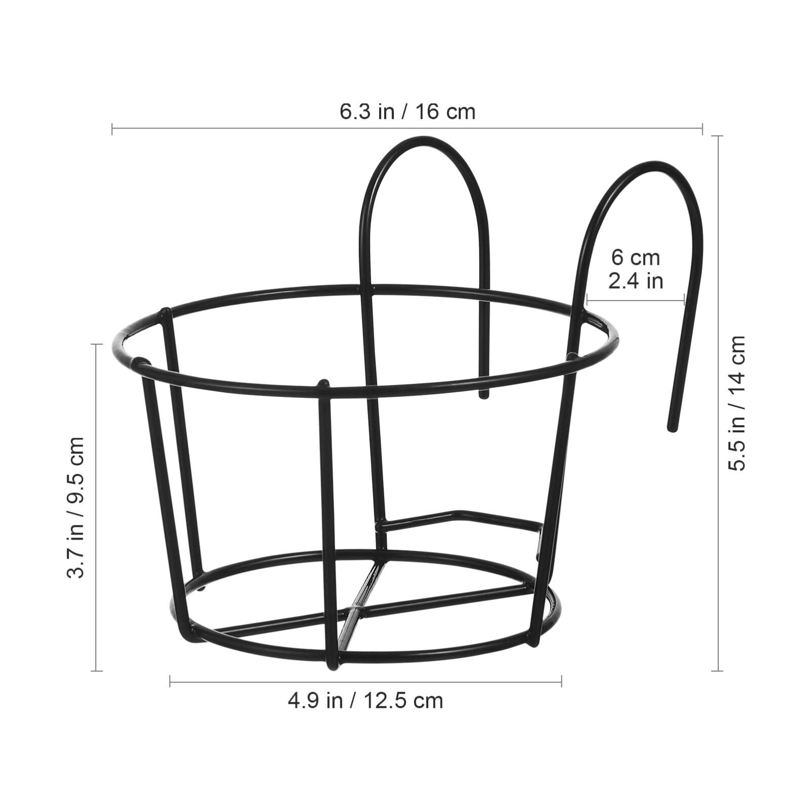 5-Piece Round Metal Hanging Planter Rack - Black Iron Wall Mounted Flower Pot Holder for Balcony, Garden & Fence Decor - Perfect for Hanging Plants, Herbs & Small Flowers
