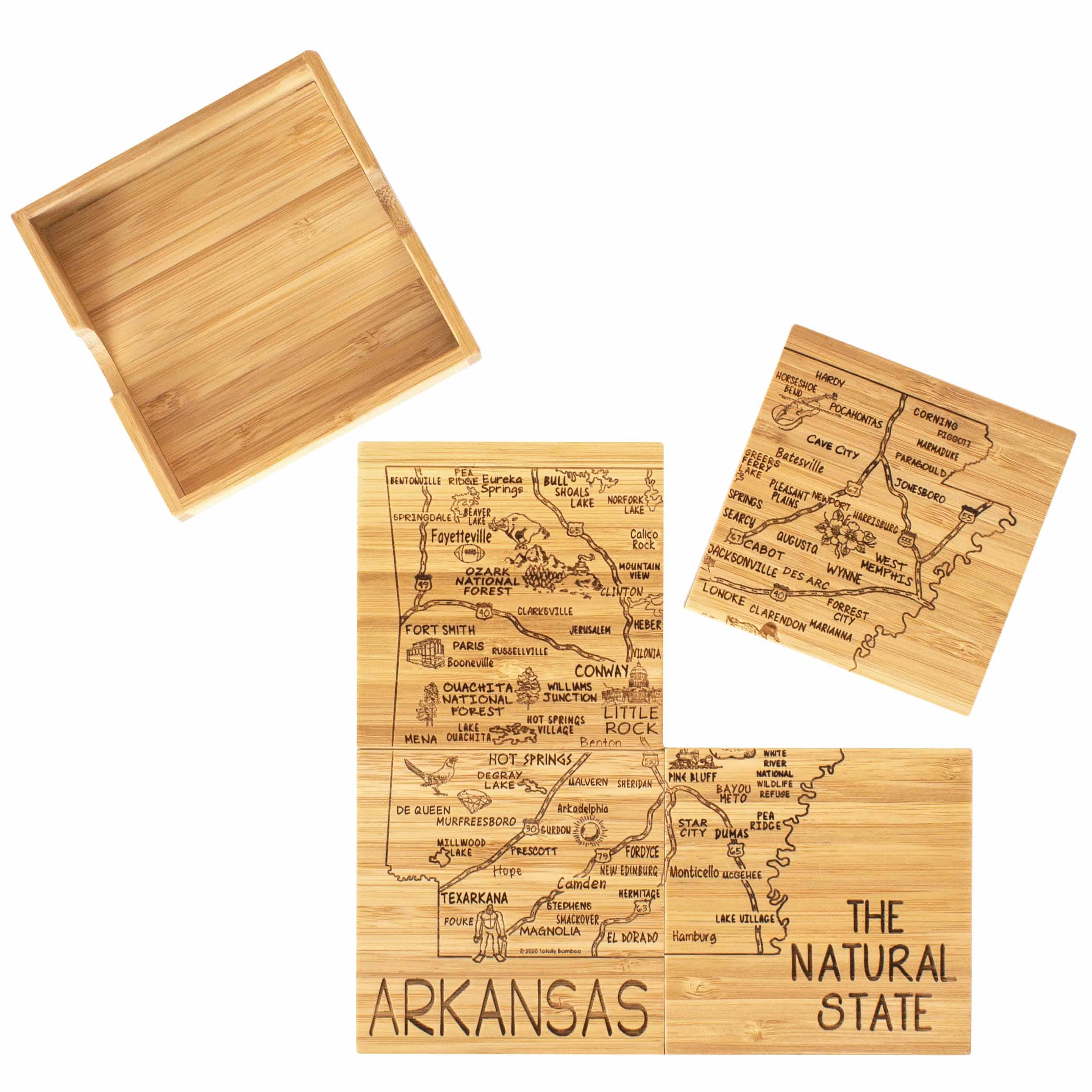 4-Piece Arkansas Puzzle Coaster Set with Protective Case - Unique State-Themed Drink Coasters for Home, Office, or Gift Giving