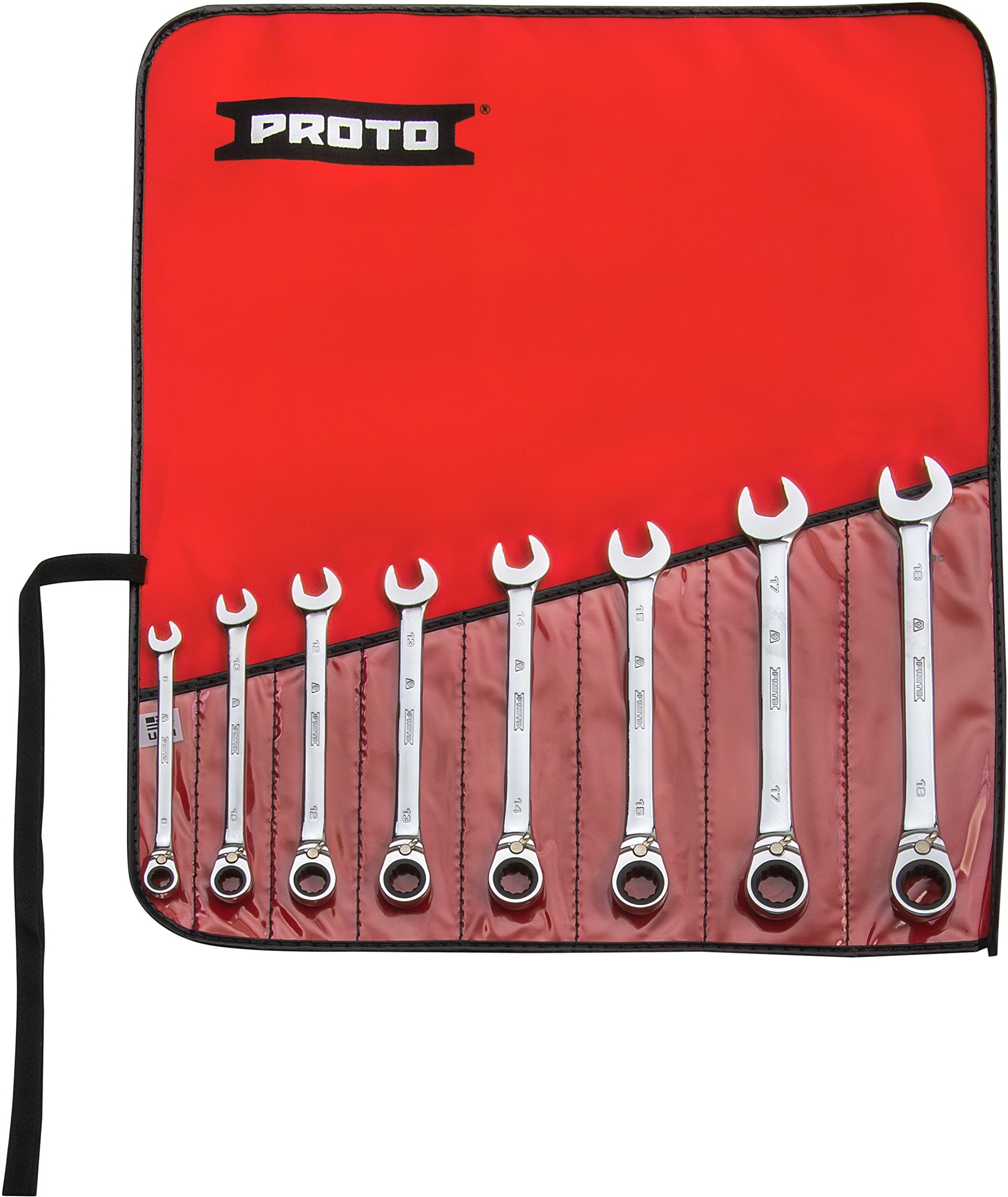PROTO TOOLS JSCVMT-8S 8-Piece Full Polish Metric Socket Set - Professional Grade Chrome Vanadium Steel Sockets for Automotive, Machinery & DIY Projects