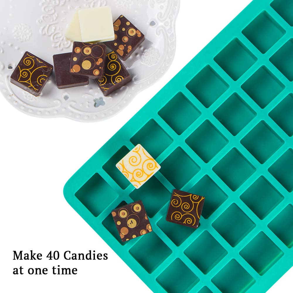 Webake 40-Cavity Silicone Candy Molds - Square Chocolate Molds for Homemade Caramel, Hard Candy, Truffles, Keto Fat Bombs, Gummy Bears, Jello & Peanut Butter Fudge - Perfect for Baking, Candy Making & DIY Treats at Home