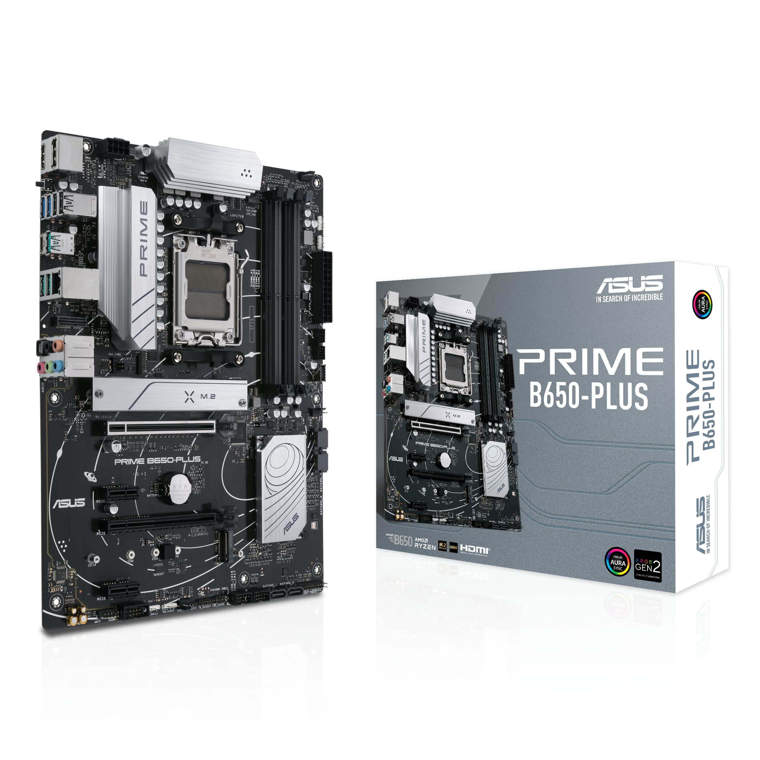 ASUS PRIME B650-PLUS AMD Ryzen AM5 ATX Motherboard - DDR5, PCIe 5.0 M.2, 2.5Gb LAN, USB 3.2 Gen 2/Type-C, USB4, Aura Sync RGB - Perfect for Gaming PC Builds & Content Creation Workstations