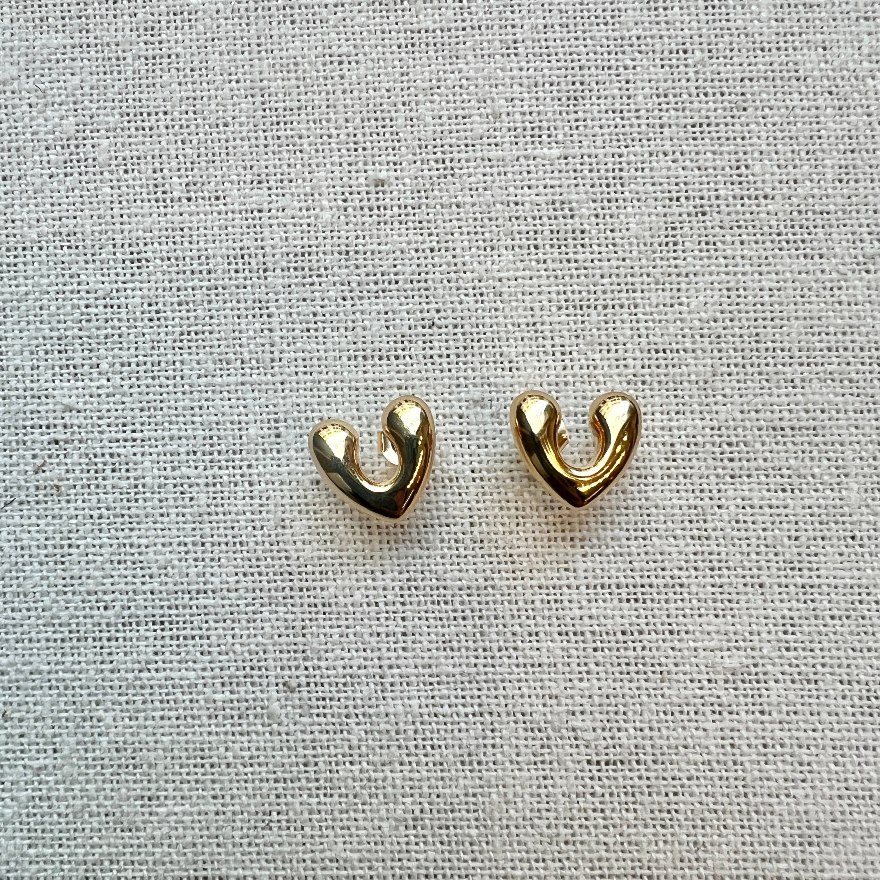 Open Heart Earrings Small Gold - Dainty Gold Heart Stud Earrings for Women, Perfect for Valentine's Day Gifts, Anniversary, or Everyday Wear
