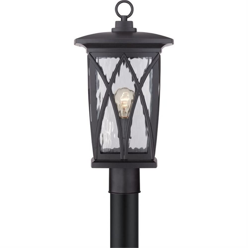 1 Light Outdoor Post Lantern - Transitional Style Black Exterior Light Fixture for Porch, Garden & Pathway - Weather-Resistant Outdoor Lighting (Model: 71-Bel-1809365) - Perfect for Entryway, Patio and Landscape Lighting