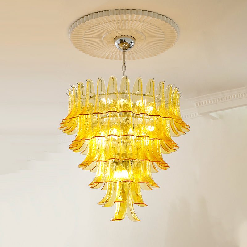 Handcrafted Murano Glass Petals Chandelier - Elegant Venetian Crystal Ceiling Light Fixture for Dining Room, Living Room & Bedroom Decor