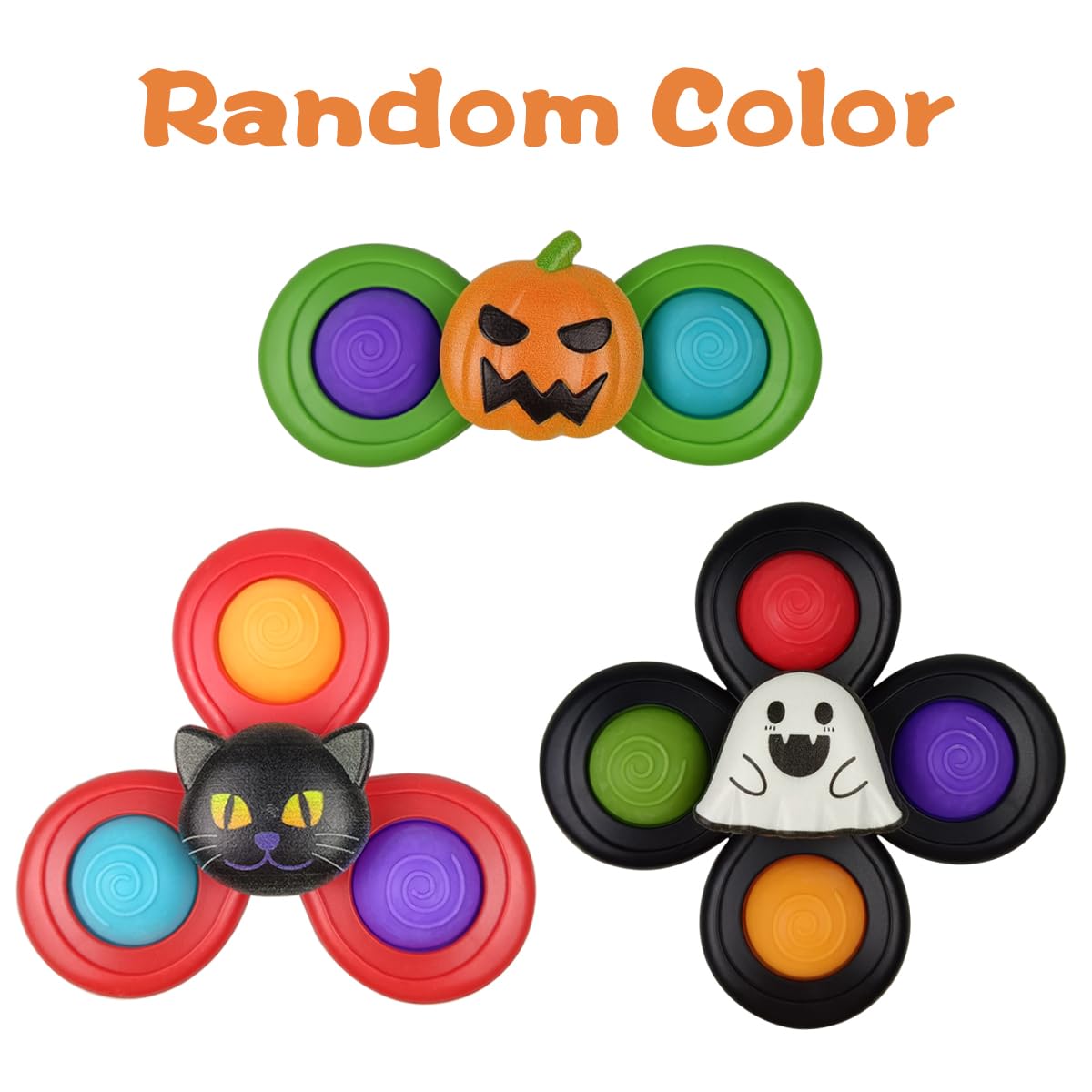 Jofan 3 Pack Halloween Suction Cup Spinner Toys - Sensory Bath Toys for Toddlers & Kids, Halloween Party Favors, Trick or Treat Gifts (Perfect for Bathtime Play, Classroom Rewards & Holiday Goodie Bags)