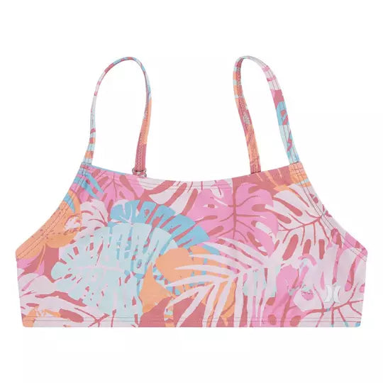 HURLEY® Junior Girls' Rashguard & Bikini 3-Piece Swimsuit Set for Ages 7-16 | UV Protection Swimwear for Beach, Pool & Surfing