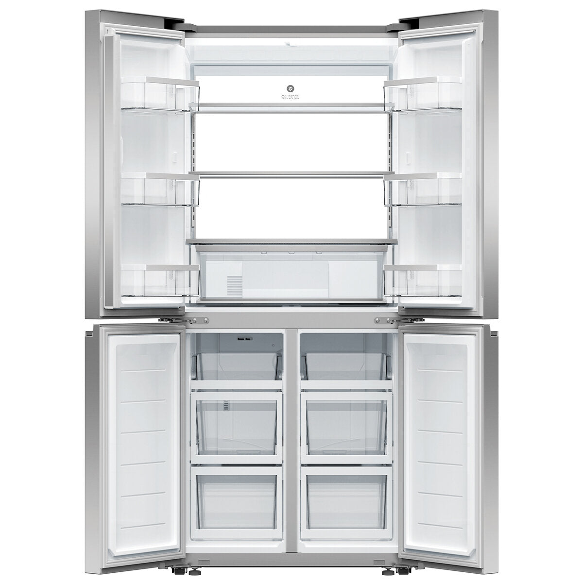 Fisher & Paykel 498L Quad Door Refrigerator Freezer - Stainless Steel RF500QNX1 | Large Capacity French Door Fridge for Modern Kitchen & Family Use