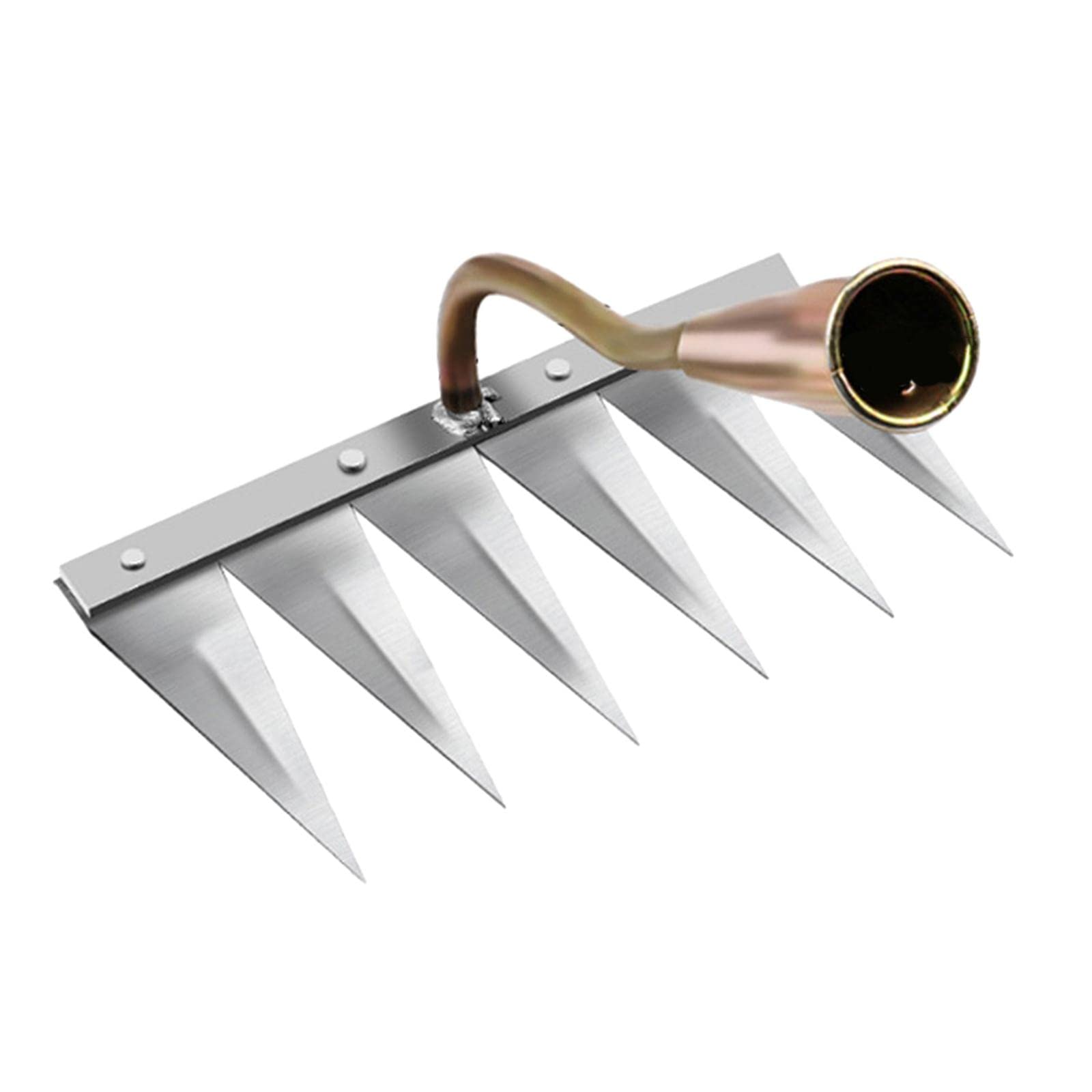Milageto 6-Tooth Copper Puller Tool - Heavy Duty Yard Lawn Digging Rake, Ditching & Gardening Hoe for Soil Loosening, Weeding & Landscaping | Perfect for Garden Maintenance, Farm Work & Outdoor Projects