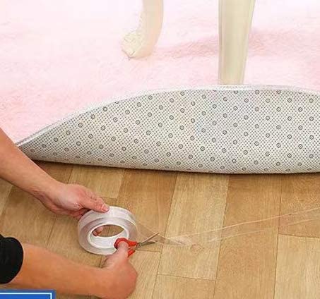 Nano Double Sided Tape - Heavy Duty Mounting Tape - Washable Invisible Gel Adhesive for Wall Hanging & Anti-Slip (1-3/16