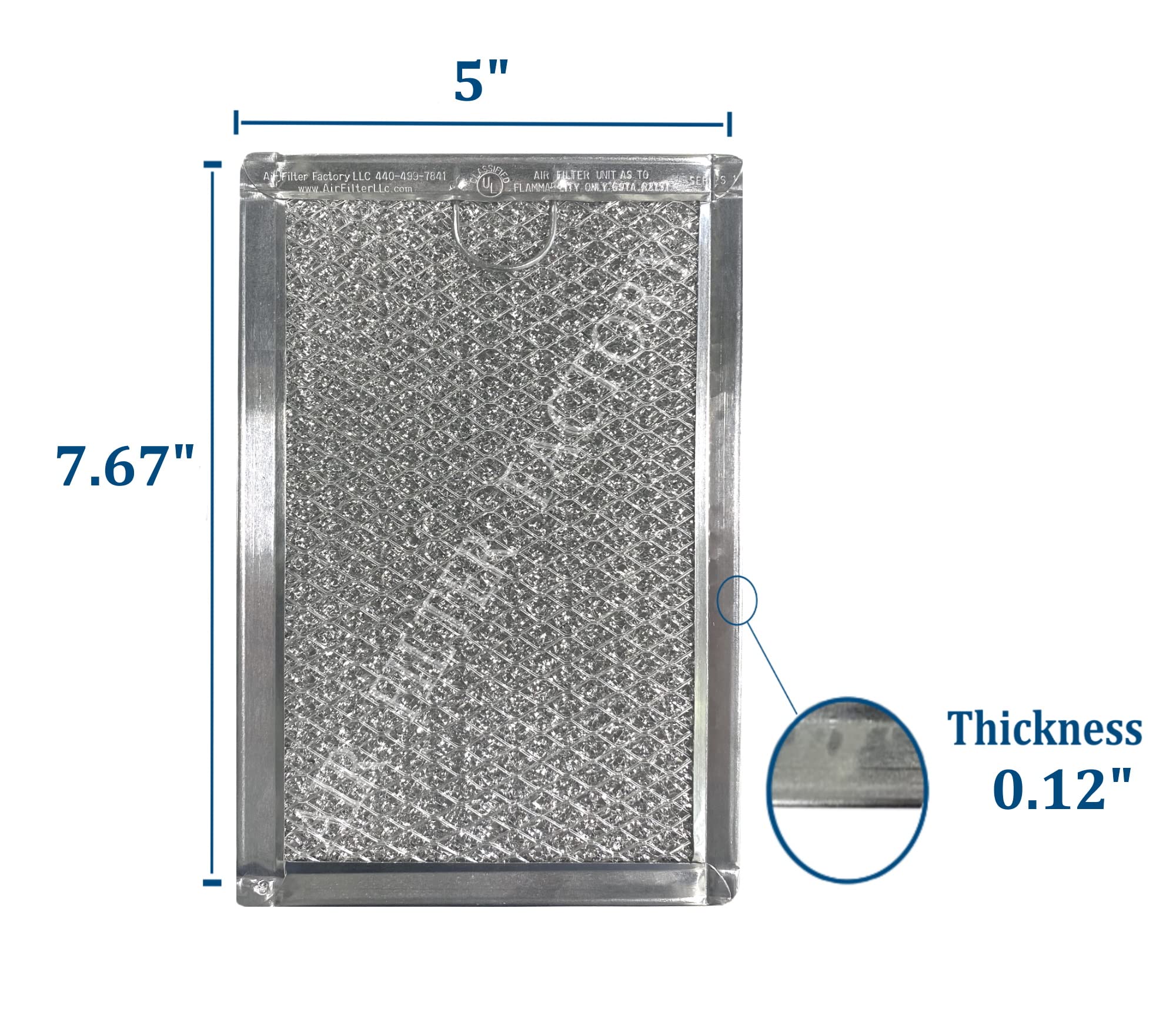 Whirlpool WP56001069 Microwave Oven Air Filter Replacement - 5 x 7.63 x 0.09 Inches, 12-Layer Aluminum Mesh Grease Filter, 2-Pack - Perfect for Kitchen Ventilation & Smoke Reduction