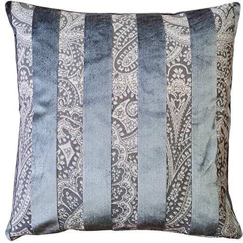 Robert Aluminum Stripe Velvet Decorative Pillow 22x22 - Soft Luxury Throw Pillow for Sofa, Bed & Home Decor