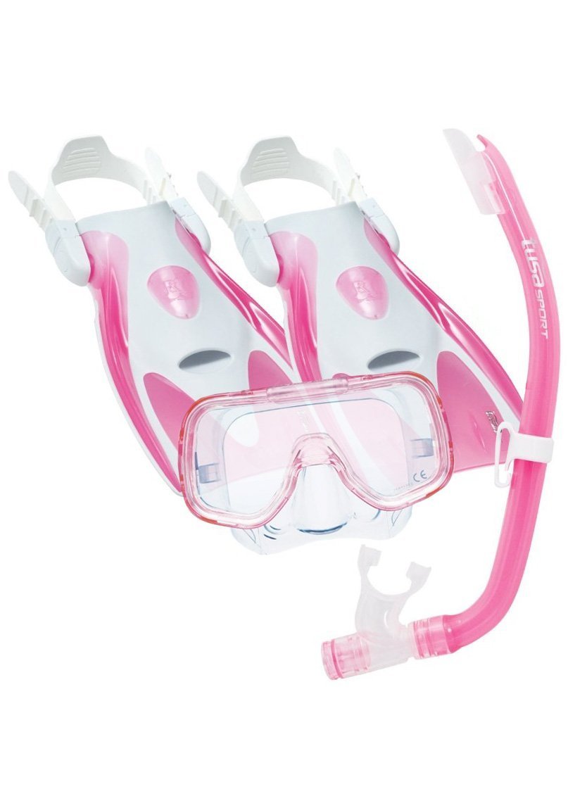 Tusa Sport Mini Kleio Hyper Dry Youth Snorkeling Set - Mask, Snorkel & Fins for Kids - Perfect for Pool, Beach & Ocean Swimming Adventures