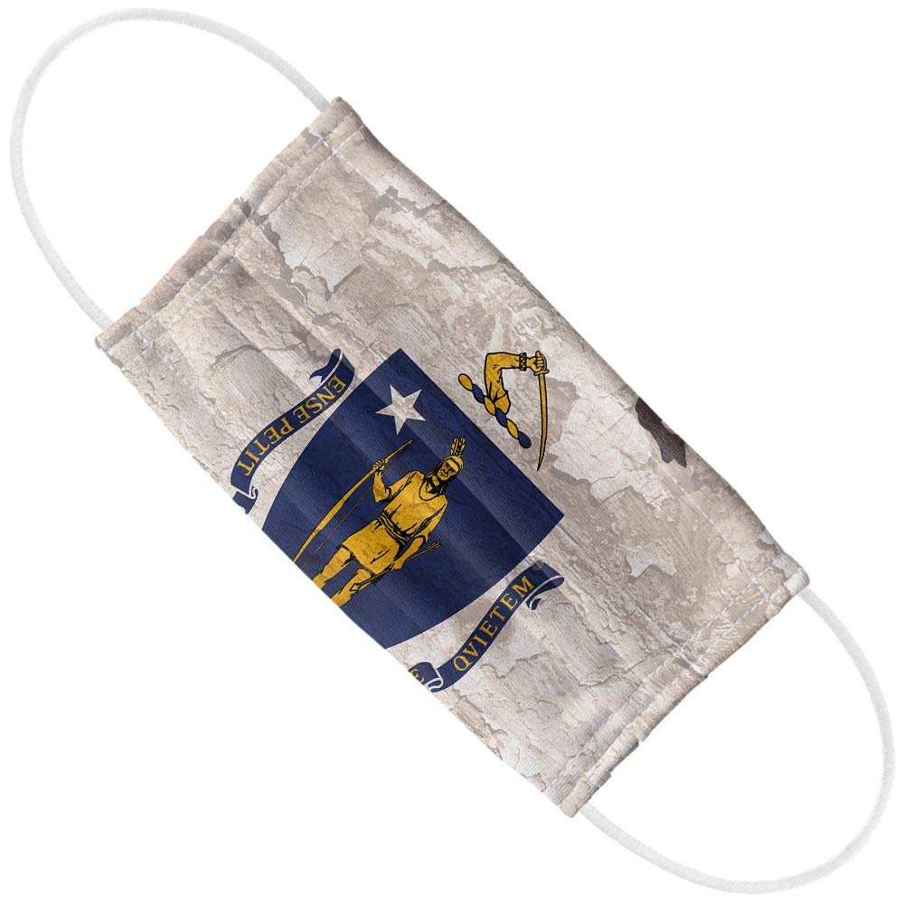 Popfunk Rustic Massachusetts State Flag USA 1-Ply Reusable Face Mask - Unisex Cotton Face Covering for Men & Women - Perfect for Outdoor Activities, Travel & Daily Protection