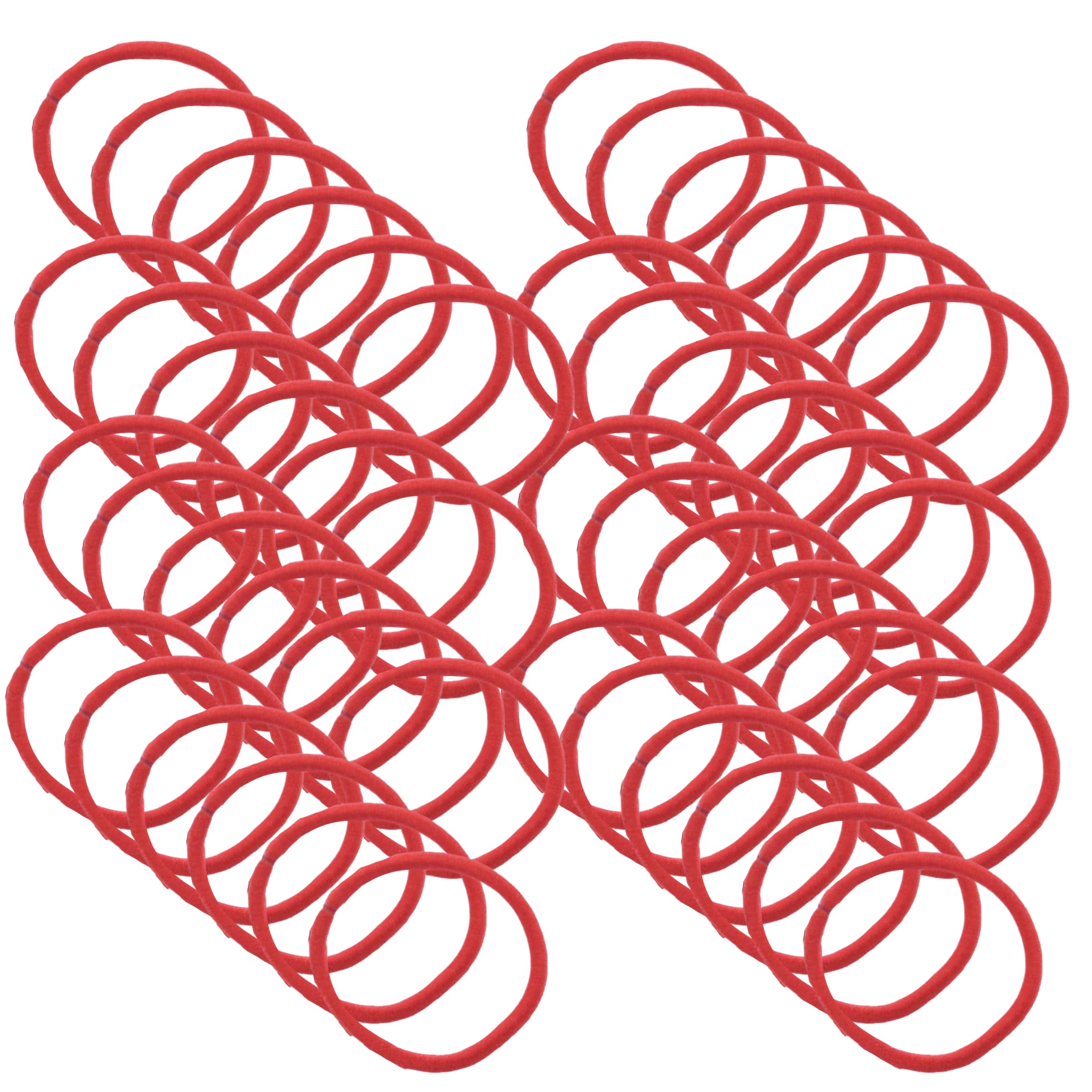 Topkids 48-Piece No-Damage Elastic Hair Bands for Women & Girls - Soft Hair Ties, Hair Elastics, Hair Bobbles (Red) - Perfect for School, Workouts, and Everyday Styling