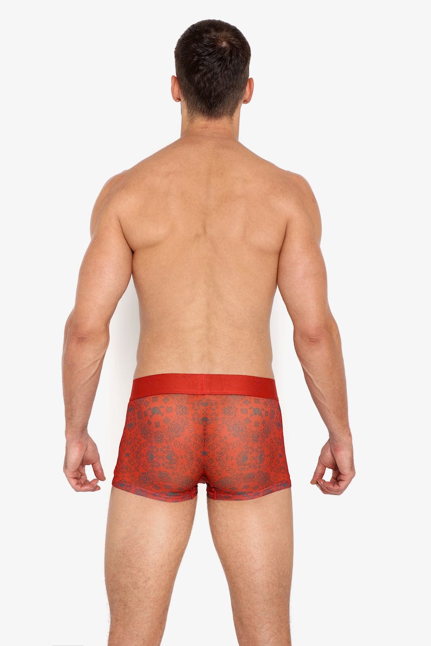 Red Heart Bandana Sheer Mesh Trunk - Breathable & Stylish Men's Underwear for Comfort & Fashion | Perfect for Valentine's Day, Date Night & Romantic Occasions