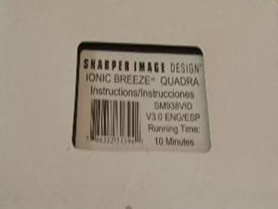 Sharper Image Ionic Breeze Quadra Air Purifier VHS Instruction Tape - Learn How to Use Your Ionic Air Cleaner for Home & Office