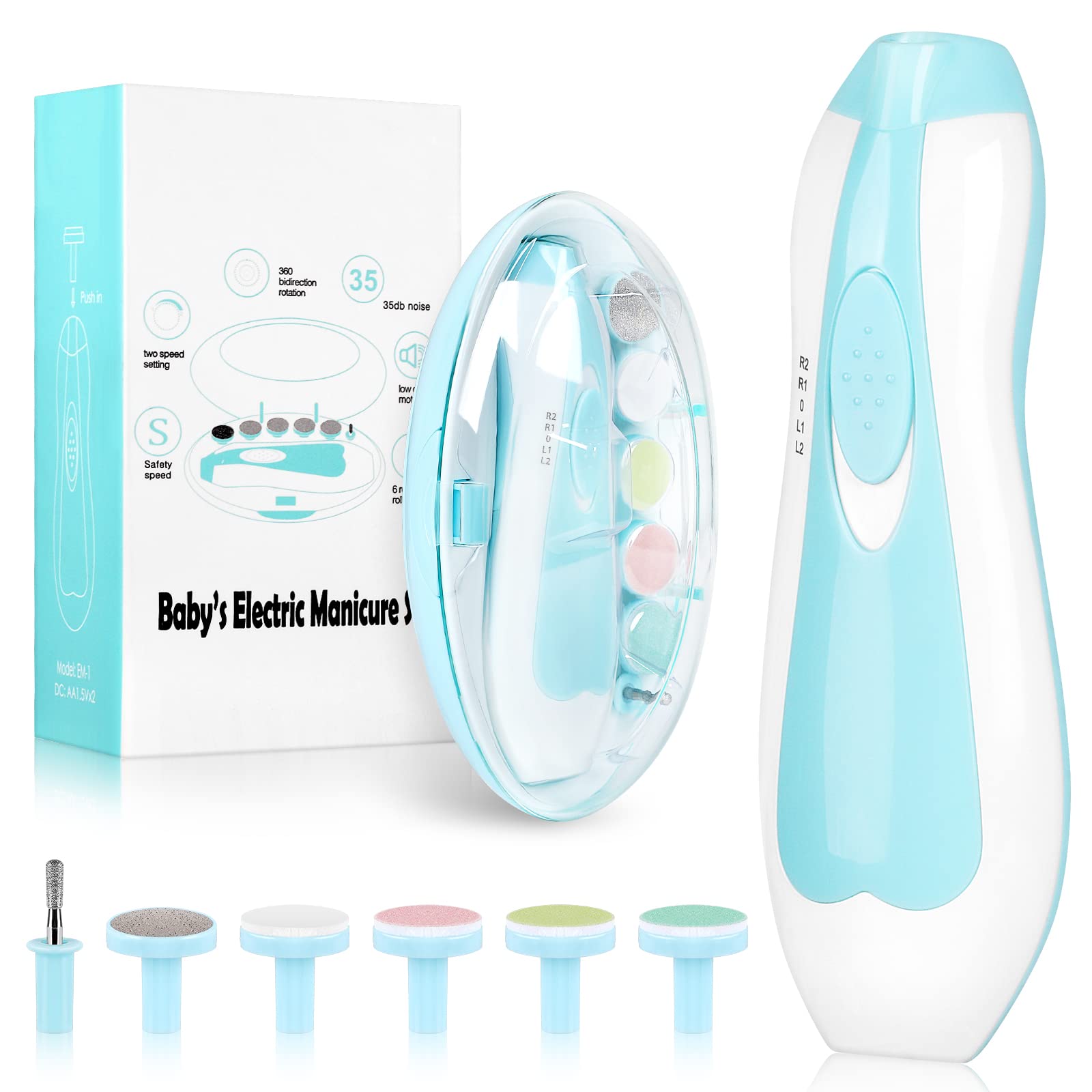 Electric Baby Nail Trimmer & Clippers Set - 6-in-1 Safe Nail File Kit for Infants, Toddlers & Adults | Gentle Manicure Grooming for Newborns, Kids & Parents | Perfect for Home Use, Travel & Baby Care Essentials