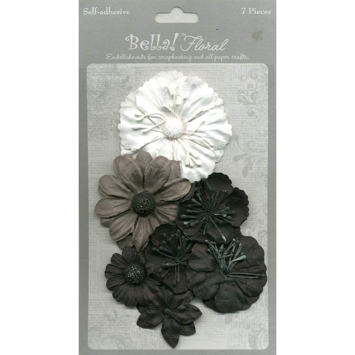 Ruby Rock-It Bella Paper Florals - Black Scrapbooking Flowers for DIY Cards, Invitations, and Home Decor