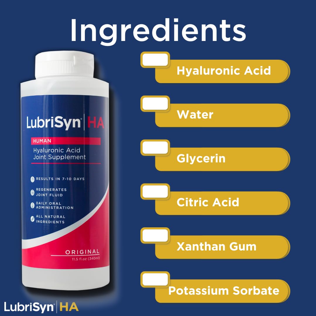 LubriSynHA Human Joint Supplement - All-Natural High-Molecular Weight Hyaluronic Acid for Joint Support | Vegan, Made in USA | Promotes Healthy Joint Function for Men & Women | Ideal for Active Lifestyles, Sports & Daily Mobility