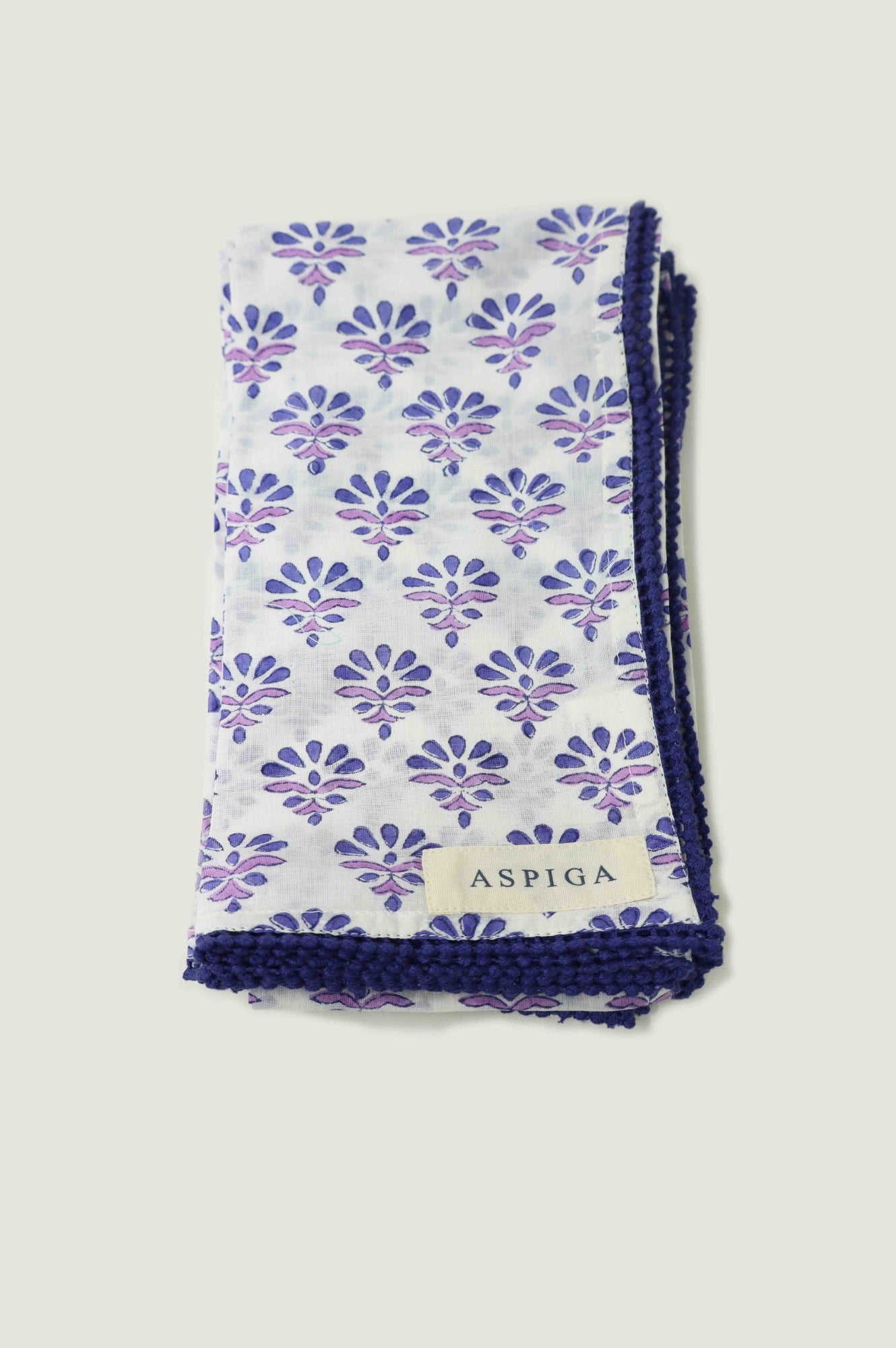 Set of 4 Handmade Block Print Cotton Napkins - Buti Purple Design for Dining, Parties & Home Decor