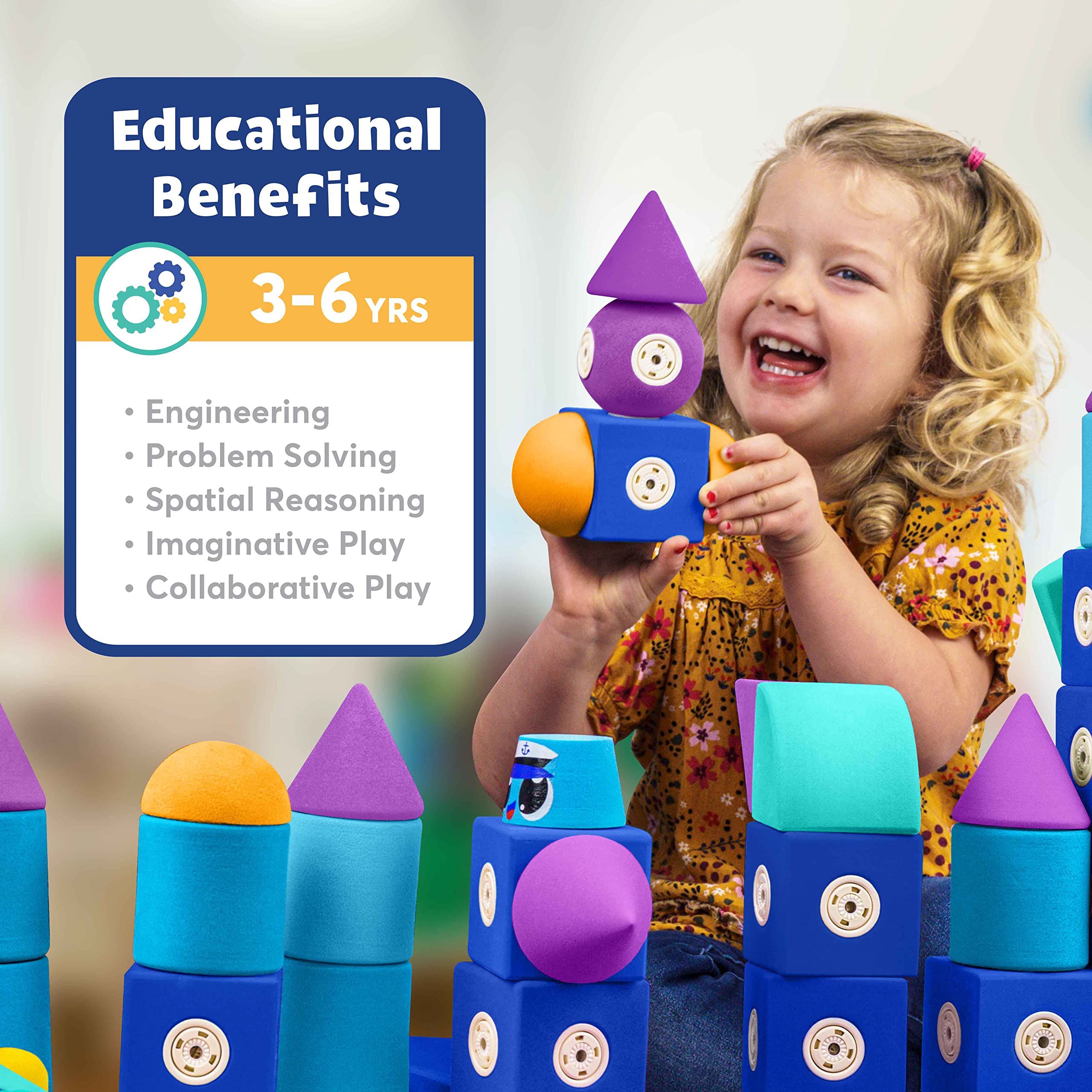 Magnetic Foam Building Blocks for Kids - STEM Educational Toys for Toddlers Ages 3-6, Safe Bath Toys for Boys & Girls - Roadster Set with Engineering Play for Preschool Learning | Perfect for Bathtime Fun & Classroom STEM Activities