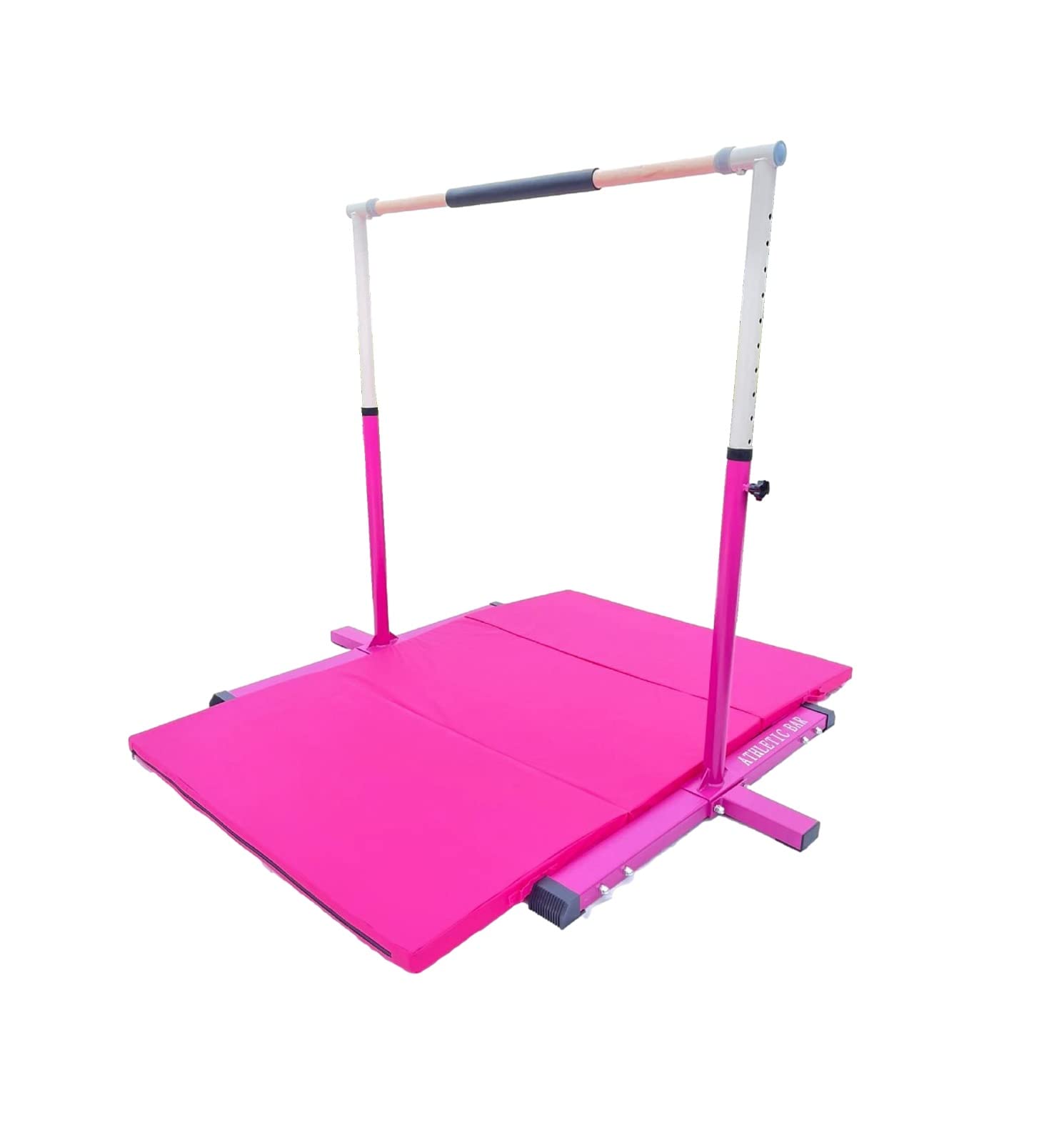 Adjustable Gymnastics Bar for Kids - 3 to 5 FT Height, with 6'x4' Tumble Mat Set - Professional Junior Training Equipment for Home & Gym Use - Perfect for Gymnastics Practice, Strength Training and Playtime Activities