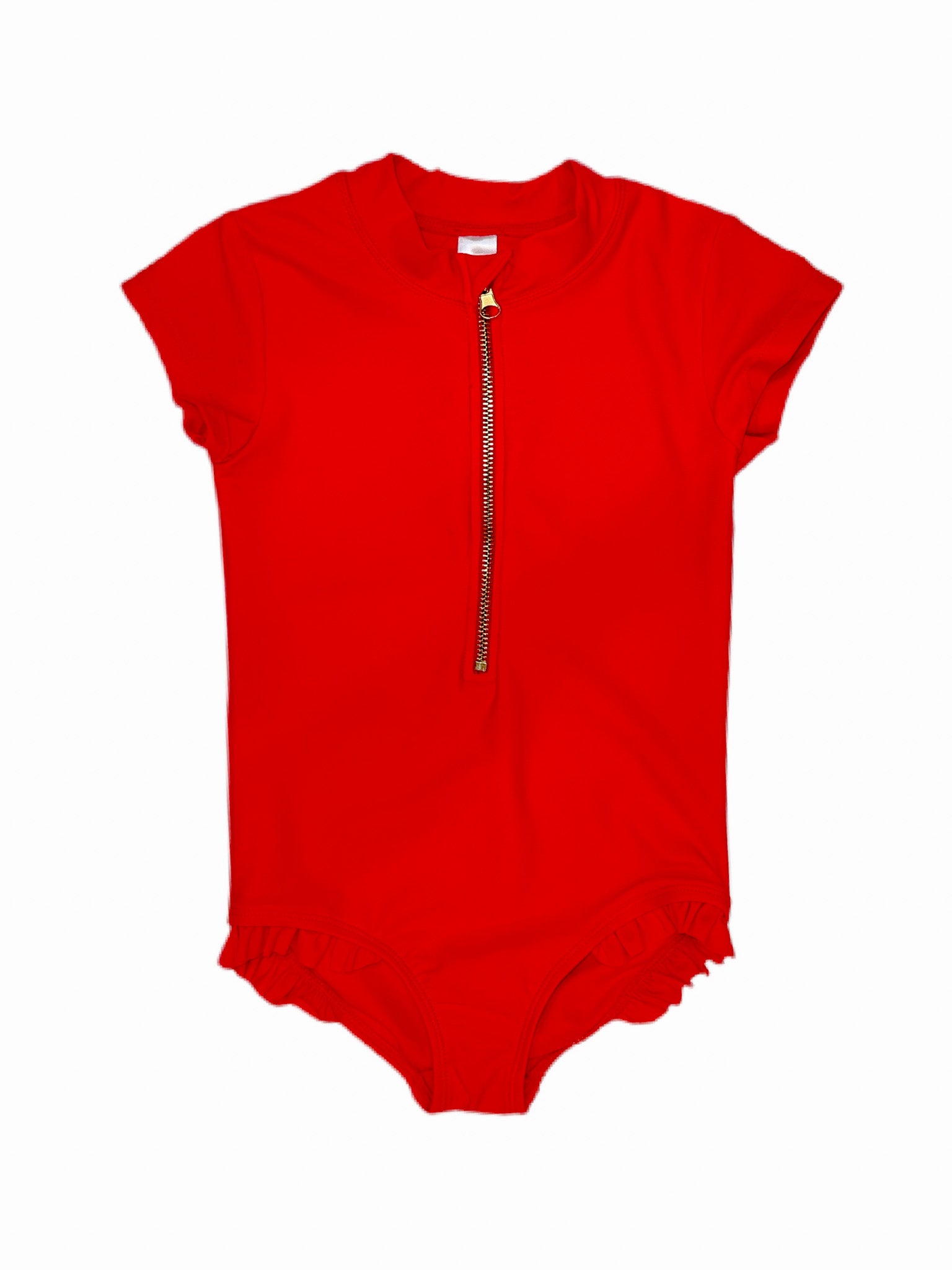 Little Girls Jenna Red Zipper One Piece Jumpsuit - Toddler Romper Outfit for Playdates & Parties - $36