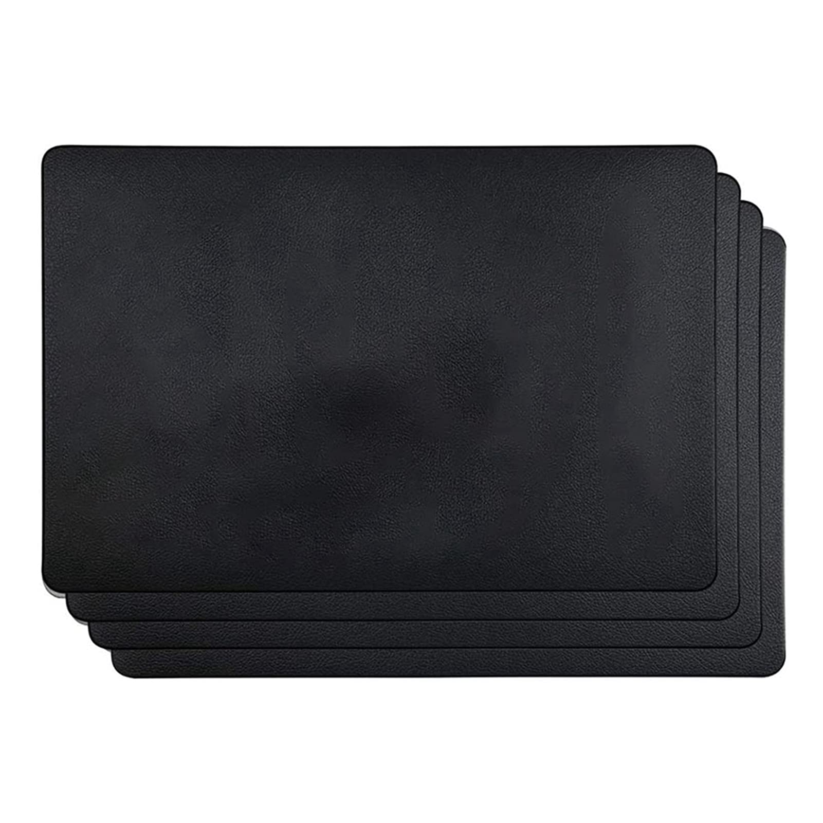 4PCS Heat-Resistant Artificial Leather Placemats - Waterproof, Non-Slip & Washable Kitchen Table Mats for Dining, Office or Outdoor Use (Black)