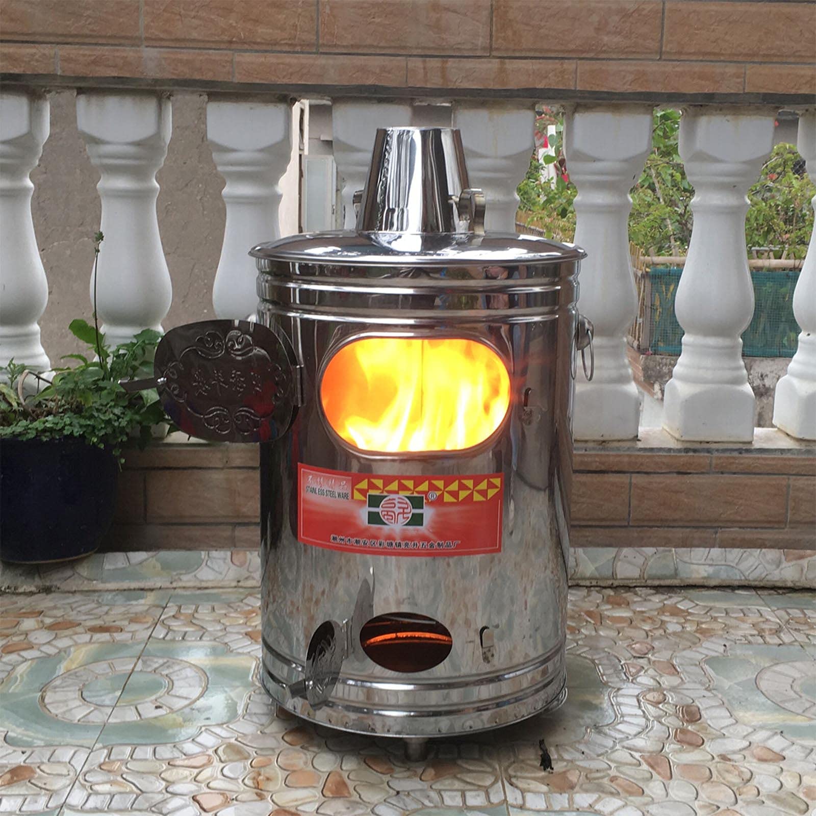 Portable Stainless Steel Burn Barrel - 37x66cm Fire Cage for Garbage, Waste Paper & Leaf Burning | Garden Incinerator Bin | Perfect for Yard Waste Disposal & Campfire Cleanup