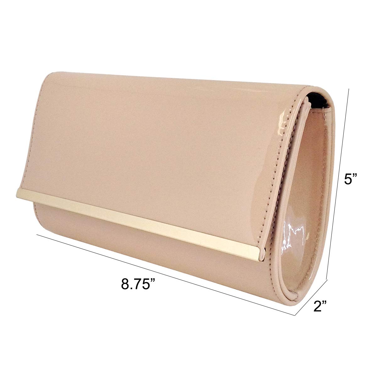 JNB Faux Patent Leather Glossy Candy Clutch Bag for Women - Elegant Evening Party Clutch with Wristlet Strap - Perfect for Weddings, Prom, Date Night & Special Occasions
