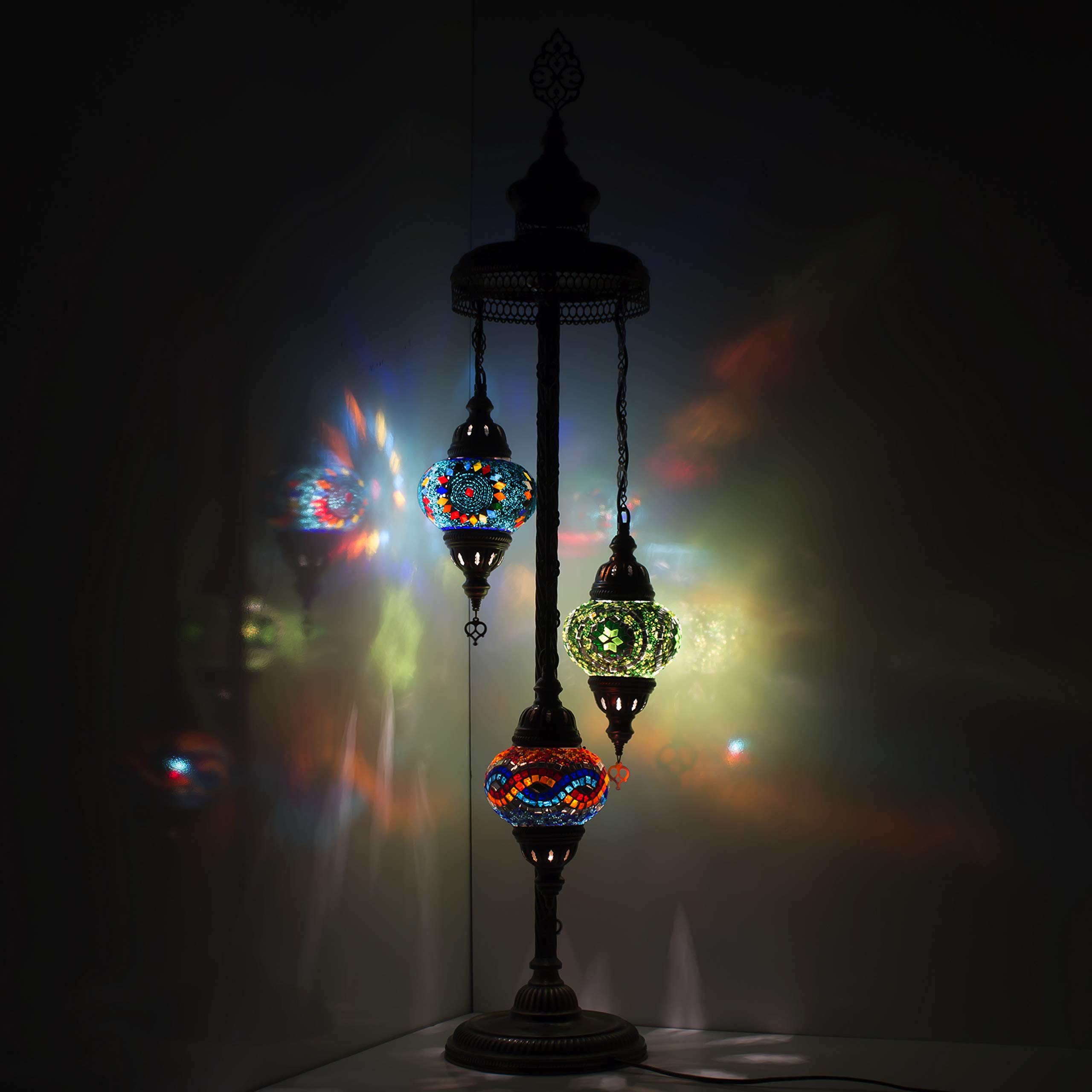 Handmade Turkish Mosaic Floor Lamp - Moroccan Arabian Bohemian Tiffany Style Colorful Glass Lamp for Living Room, Bedroom, Dining Room | Perfect Home Decor for Boho, Eastern & Vintage Interior Design
