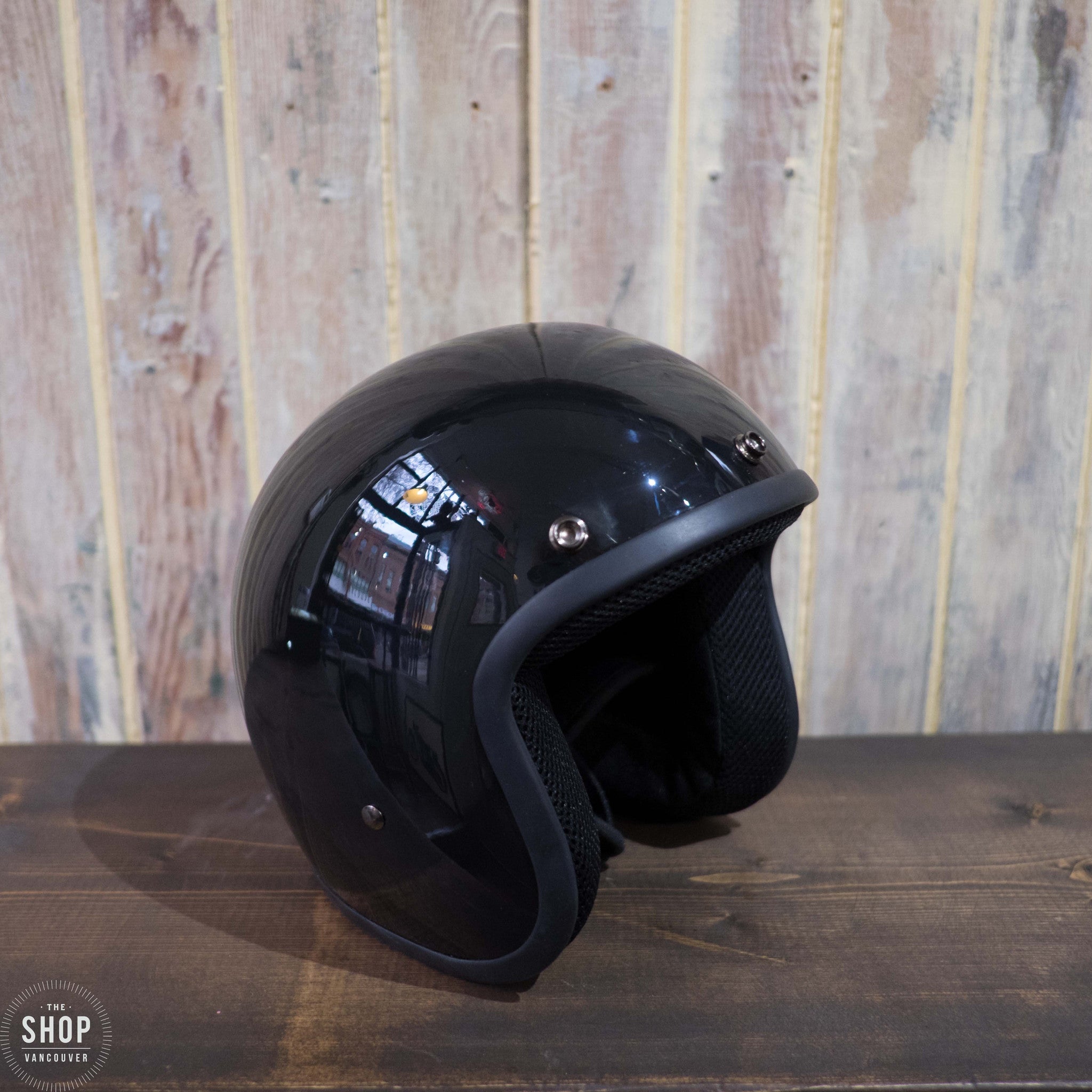 Classic Super Low Profile 3/4 Motorcycle Helmet - Gloss Black Finish - Lightweight & DOT Approved for Cruiser, Scooter & Urban Riding