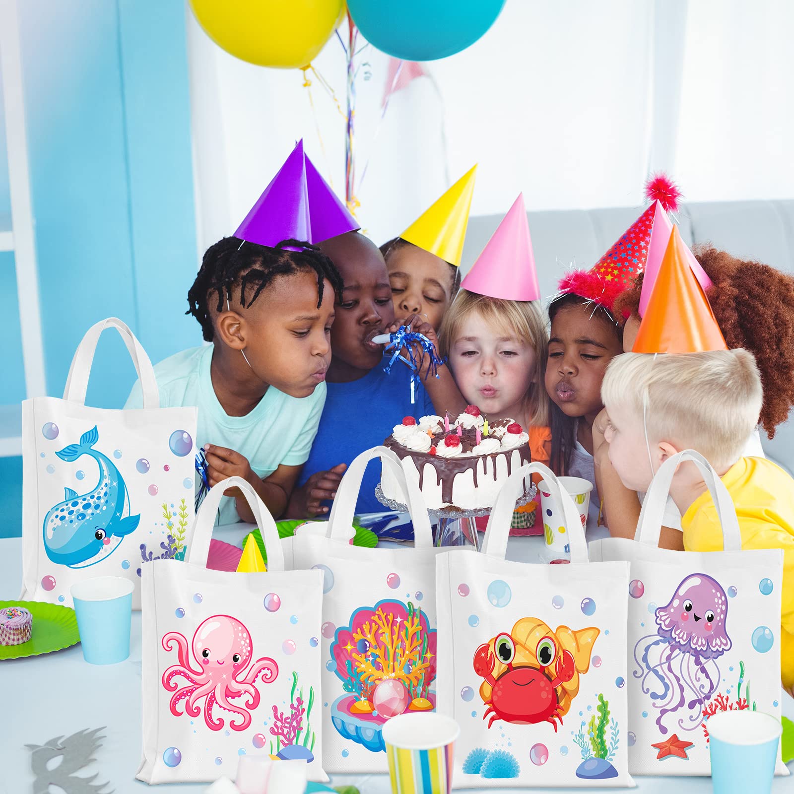 24-Piece Sea Animals Party Favor Bags - Under the Ocean Themed Goodie Bags with Cute Marine Creatures - Perfect for Baby Showers, Birthday Parties & Underwater Decorations - Great for Kids' Events, Classroom Rewards & Ocean-Themed Celebrations