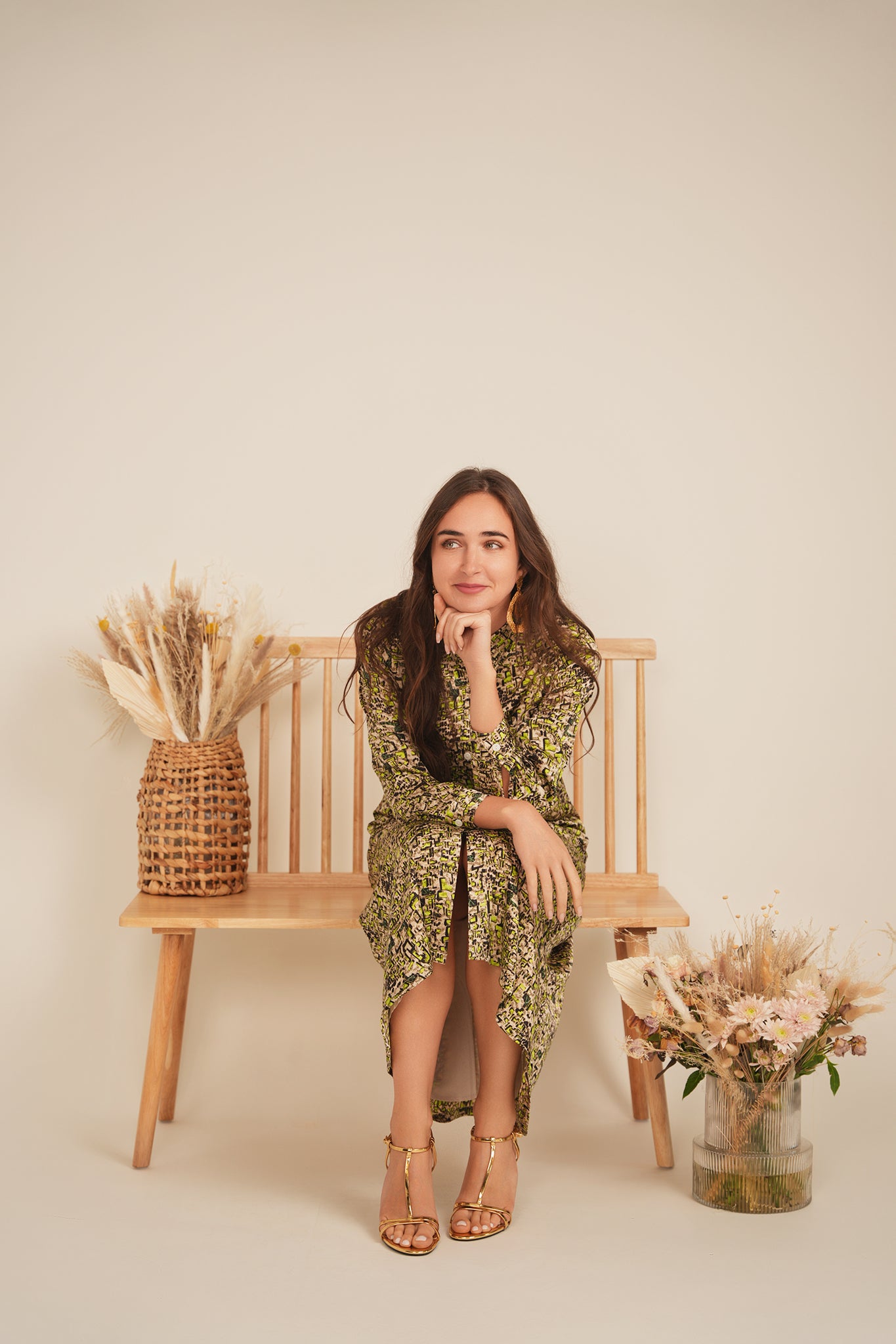 Stylish Printed Satin Midi Shirt Dress for Women - Elegant Casual & Office Wear - Perfect for Work, Date Night & Special Occasions