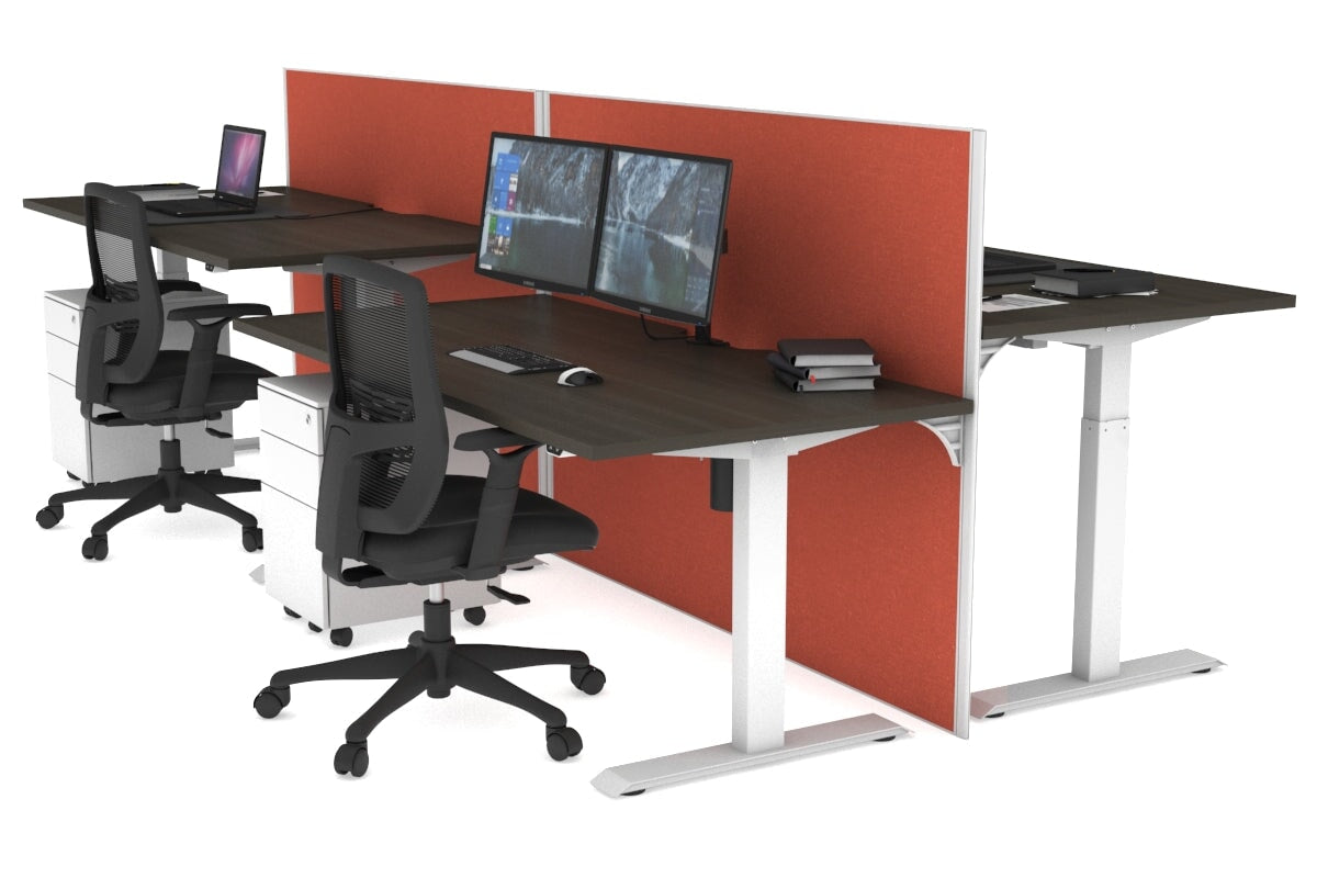 Just Right Height Adjustable 4-Person Workbench | 1400L x 800W Office Desk with Cable Management | Perfect for Team Collaboration & Computer Workstations