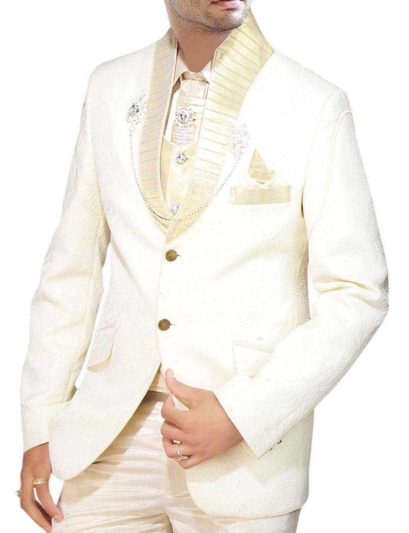 INMONARCH Men's Cream Groom Tuxedo Suit - 8 Piece Wedding Set (TX0169) | Formal Attire for Weddings, Prom, Black Tie Events & Special Occasions