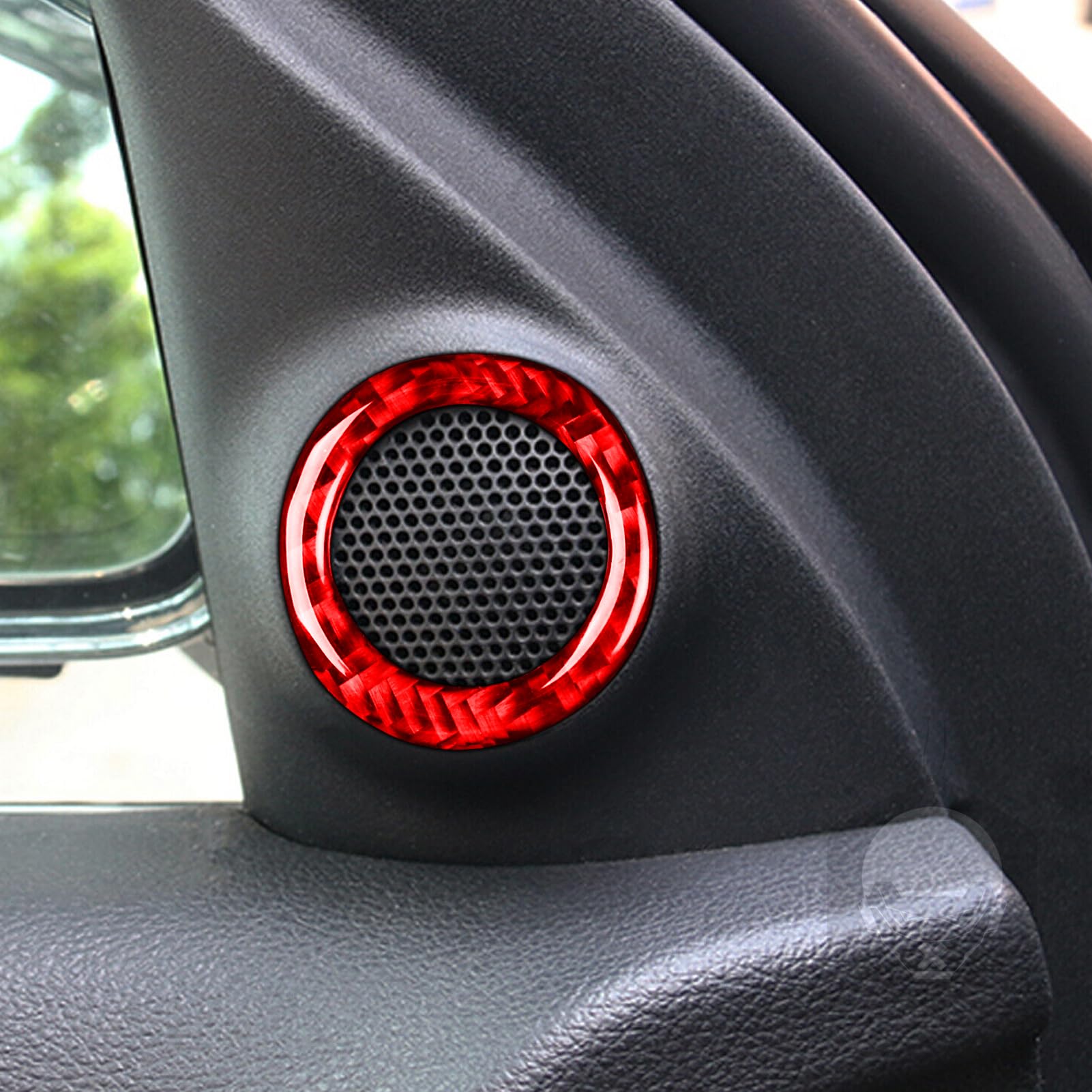 Premium Carbon Fiber A-Pillar Speaker Panel Cover - Compatible with Dodge Durango 2014-2020 - Red Interior Accessories (2pcs) - Enhances Car Audio & Adds Sporty Style