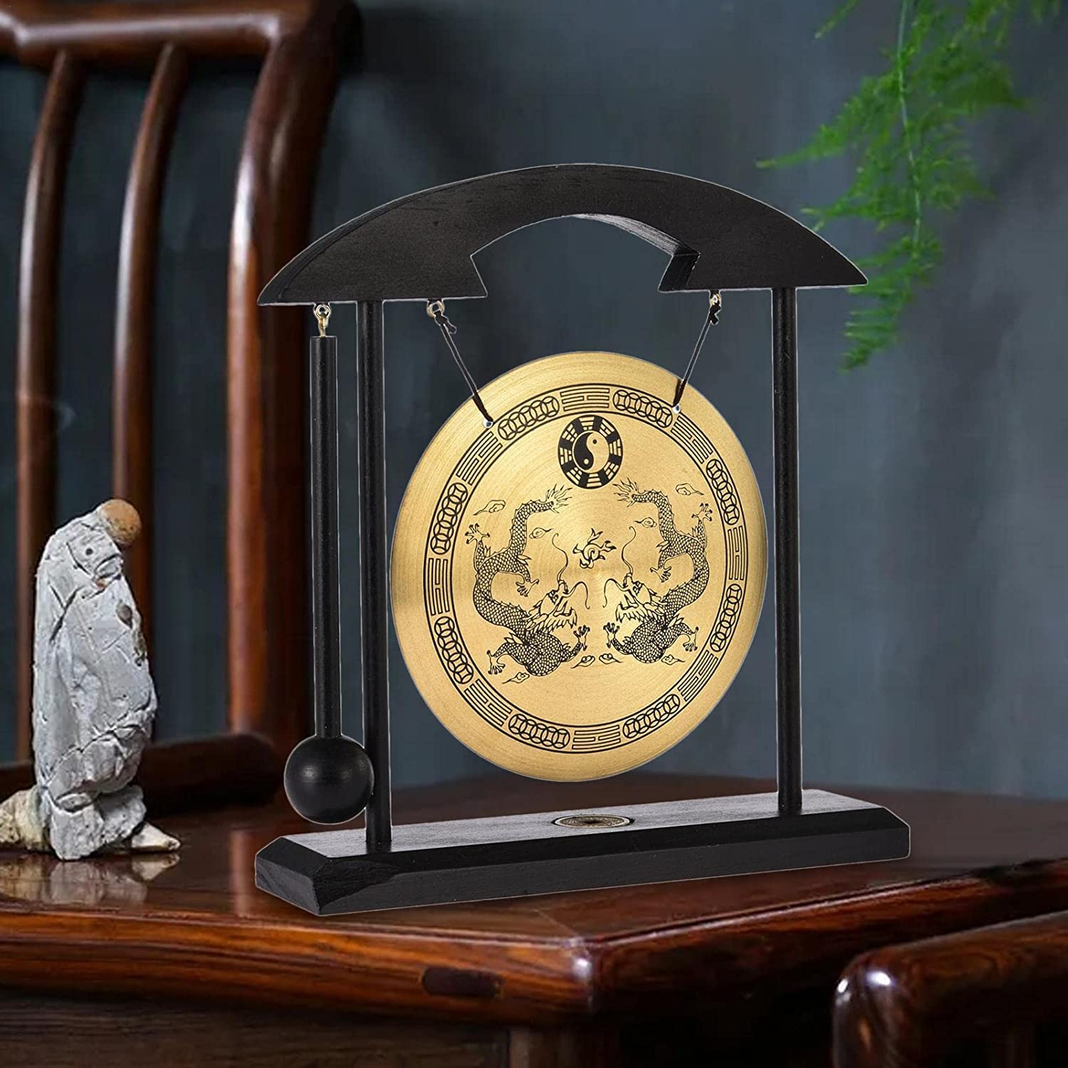 Zen Brass Feng Shui Gong - Home Office Decor for Good Luck