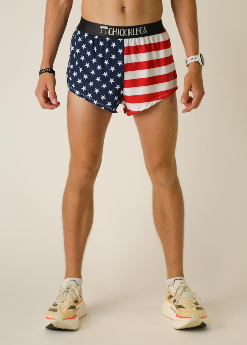 Men's USA 2 Split Running Shorts - Lightweight Athletic Shorts for Gym, Workout & Basketball - Perfect for Jogging, Training & Sports Activities