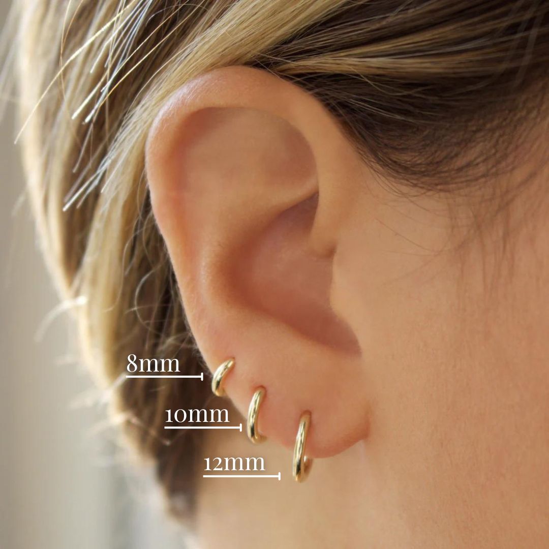 10mm Huggie Hoop Earrings for Women - Gold Plated Small Hoop Earrings - Minimalist Everyday Jewelry for Work, Date Night & Gifts