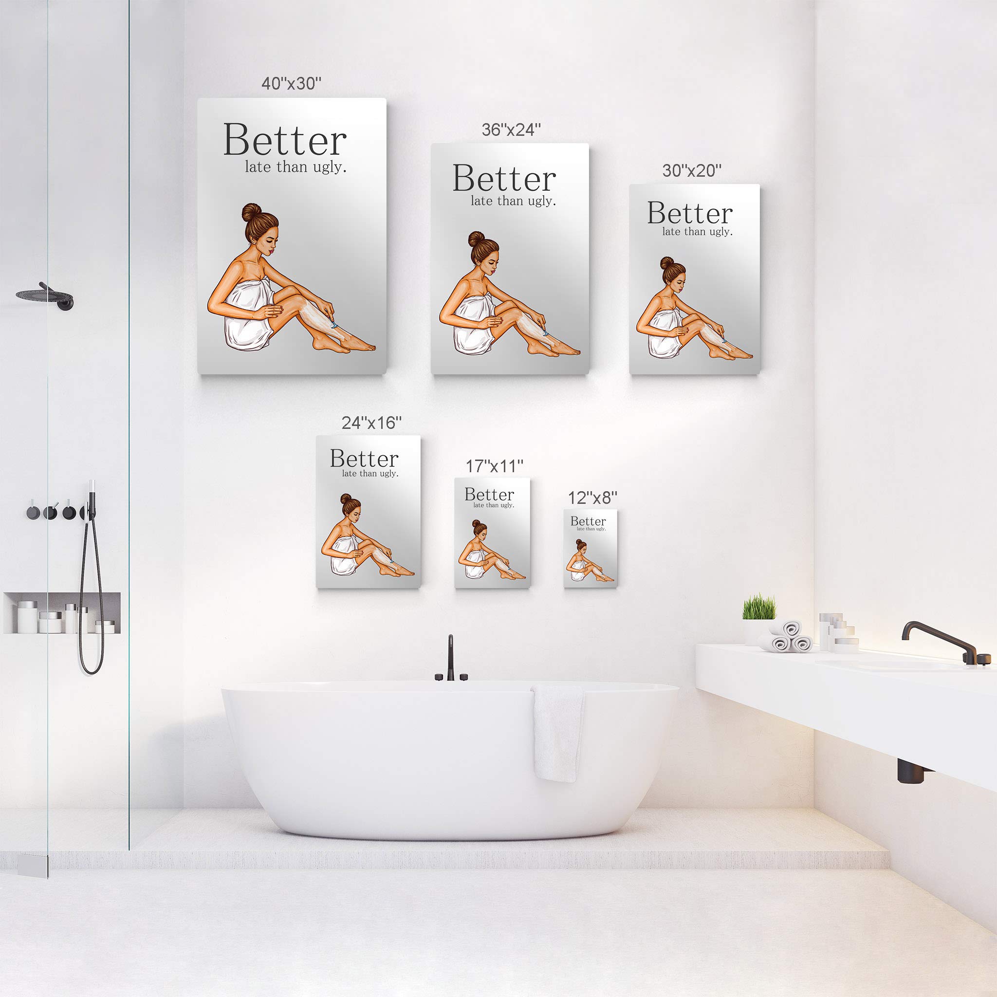 Funny Bathroom Wall Art - 'Better Late Than Ugly' Metal Print Sign | Cute Kids & Nursery Decor | Ready to Hang Home Decoration | Made in USA (17x11 Inch) | Perfect for Bathrooms, Playrooms & Gift Giving
