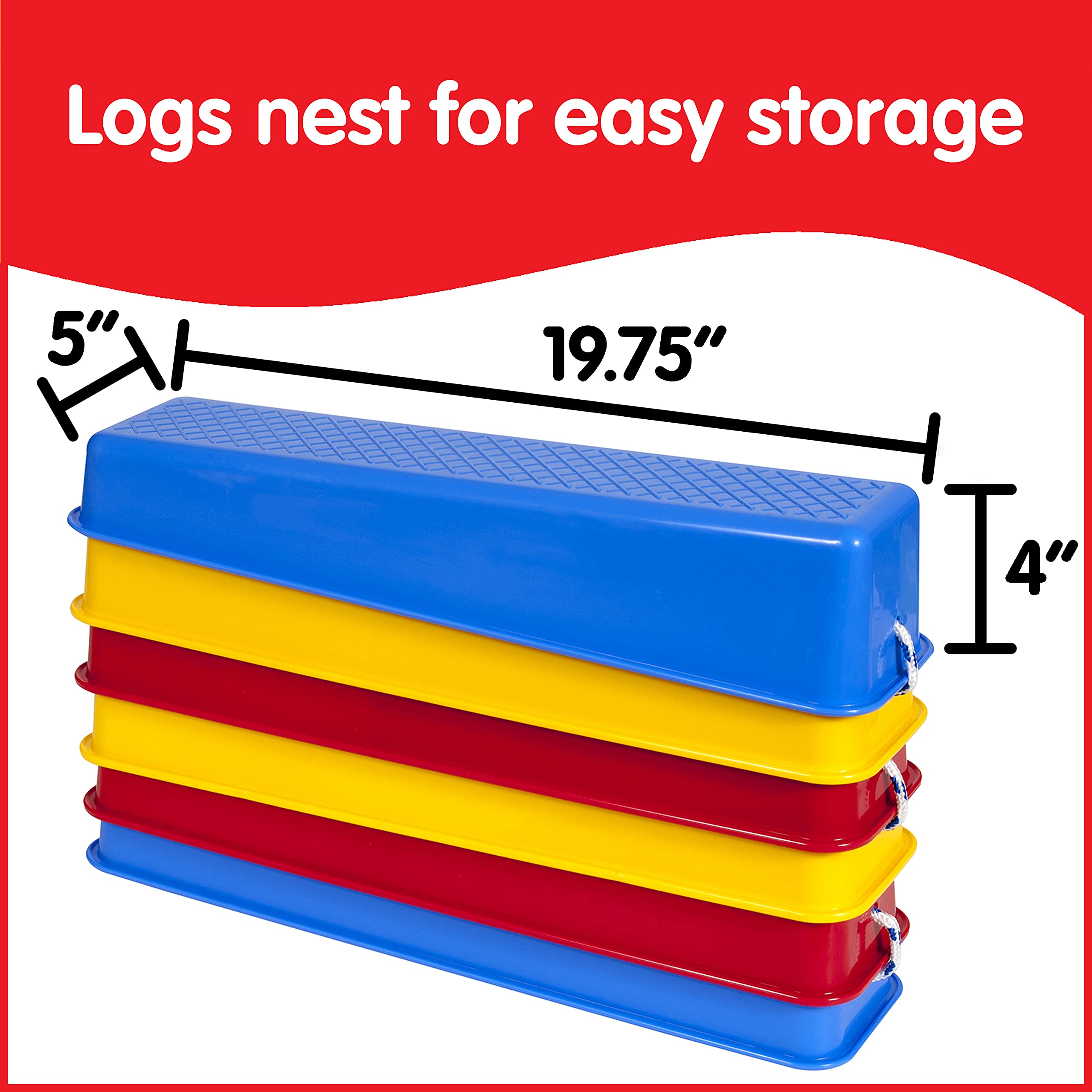 Edx Education Step-a-Logs - Stackable Balance Beams for Kids - Indoor & Outdoor Gross Motor Skills Toys - Coordination Building Exercise Equipment for Playrooms, Backyards & Preschools